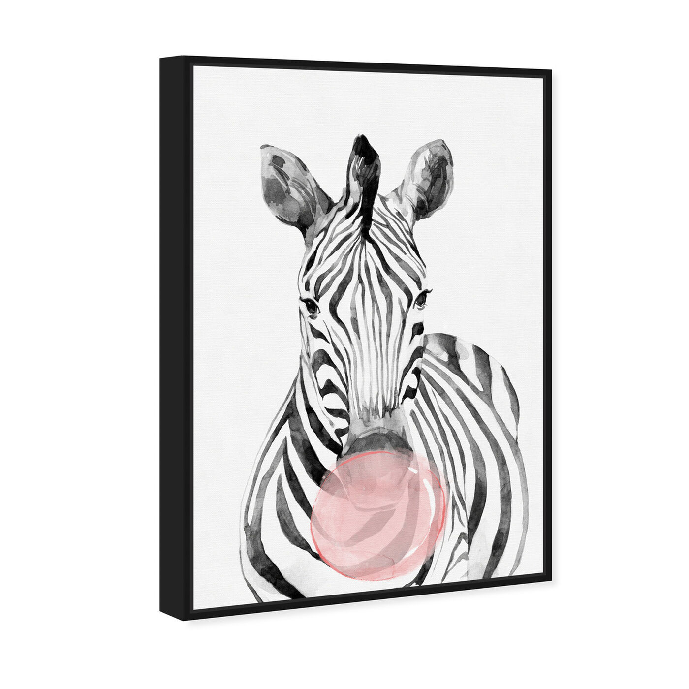 Angled view of Zebra Bubblegum featuring animals and zoo and wild animals art.