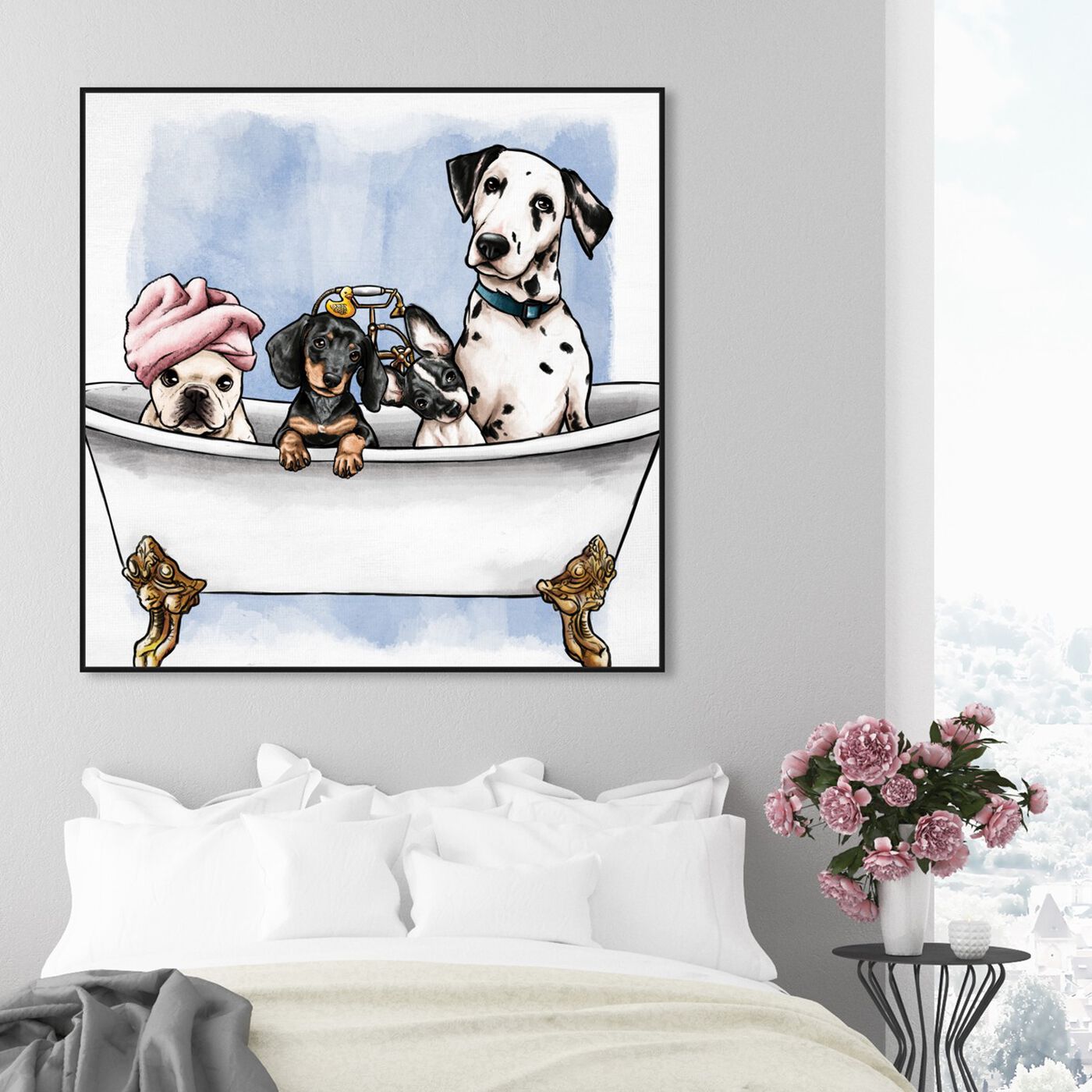 Hanging view of Pets In The Tub featuring bath and laundry and bathtubs art.