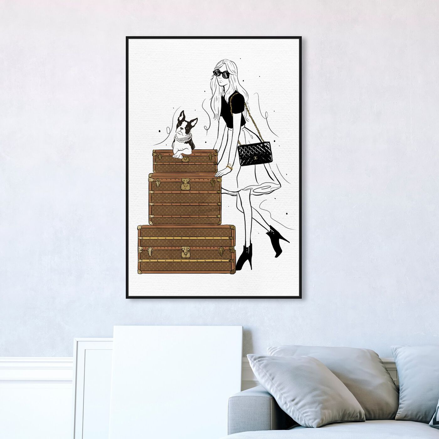 Hanging view of Traveling in Style featuring fashion and glam and travel essentials art.