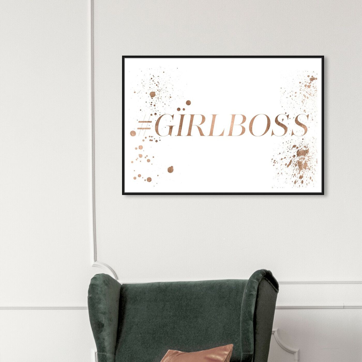 Hanging view of Girl Boss featuring typography and quotes and empowered women quotes and sayings art.