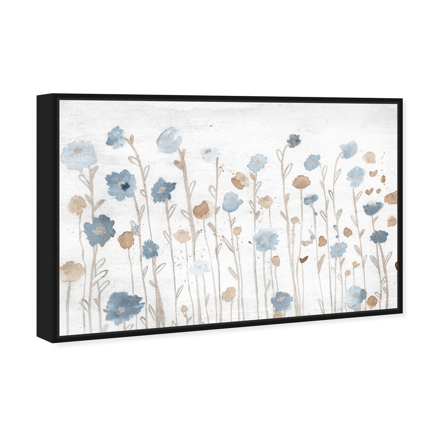 Angled view of Beautiful Growth Light Blue featuring floral and botanical and florals art.