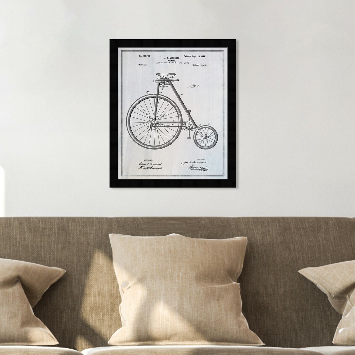 Hanging view of Bicycle 1899 featuring transportation and bicycles art.