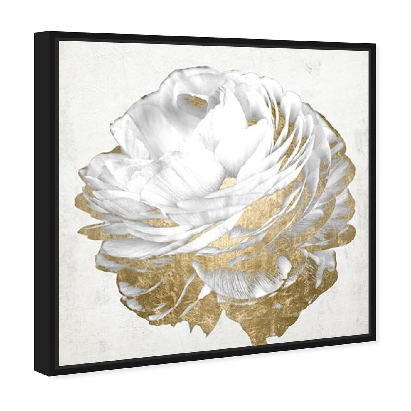 Angled view of Gold and Light Floral White featuring floral and botanical and florals art.