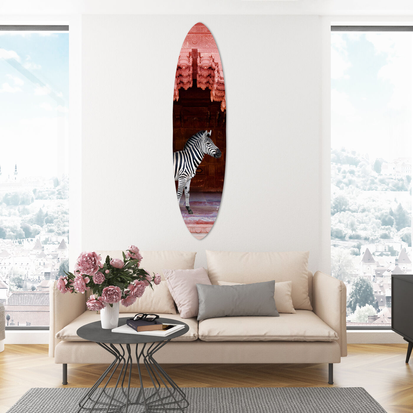Zebras Apartment is Coral Pink - Decorative Acrylic Surfboard
