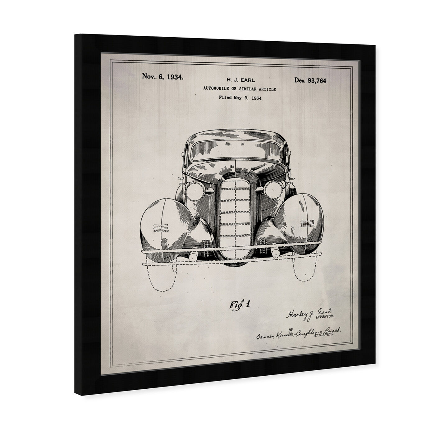 Angled view of Automobile II 1934 featuring transportation and automobiles art.