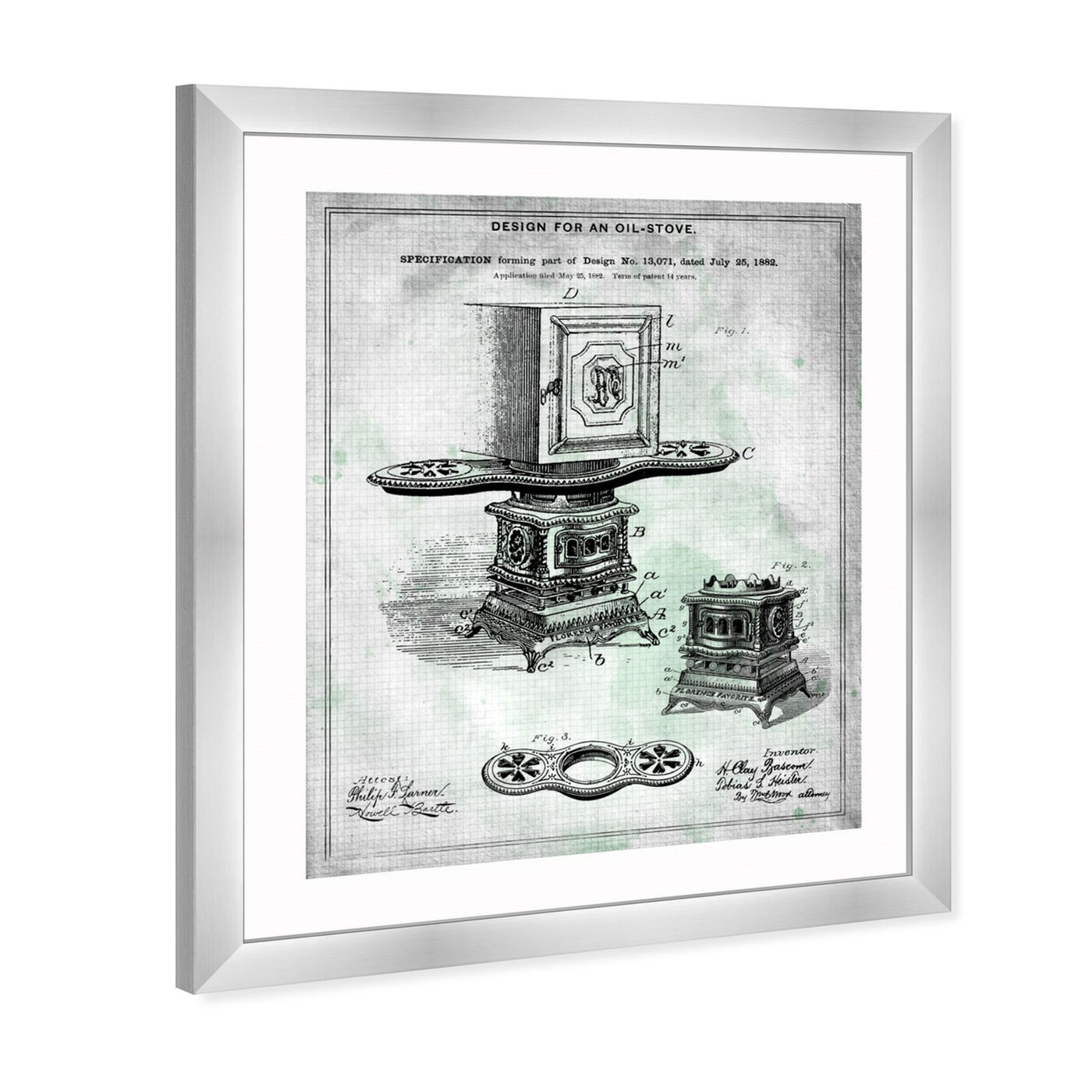 Angled view of Design for an Oil-Stove 1882 featuring food and cuisine and kitchen art.