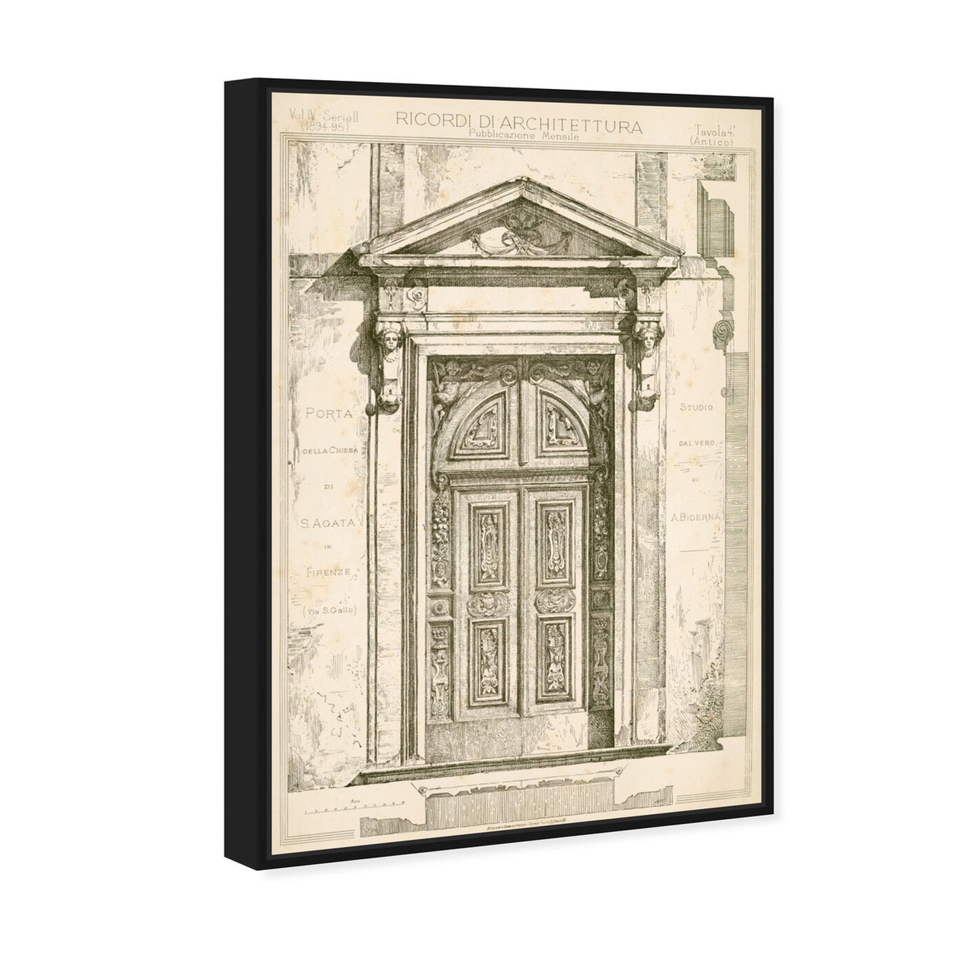 Angled view of Porta Della Chiesa Di S Agata - The Art Cabinet featuring architecture and buildings and structures art.