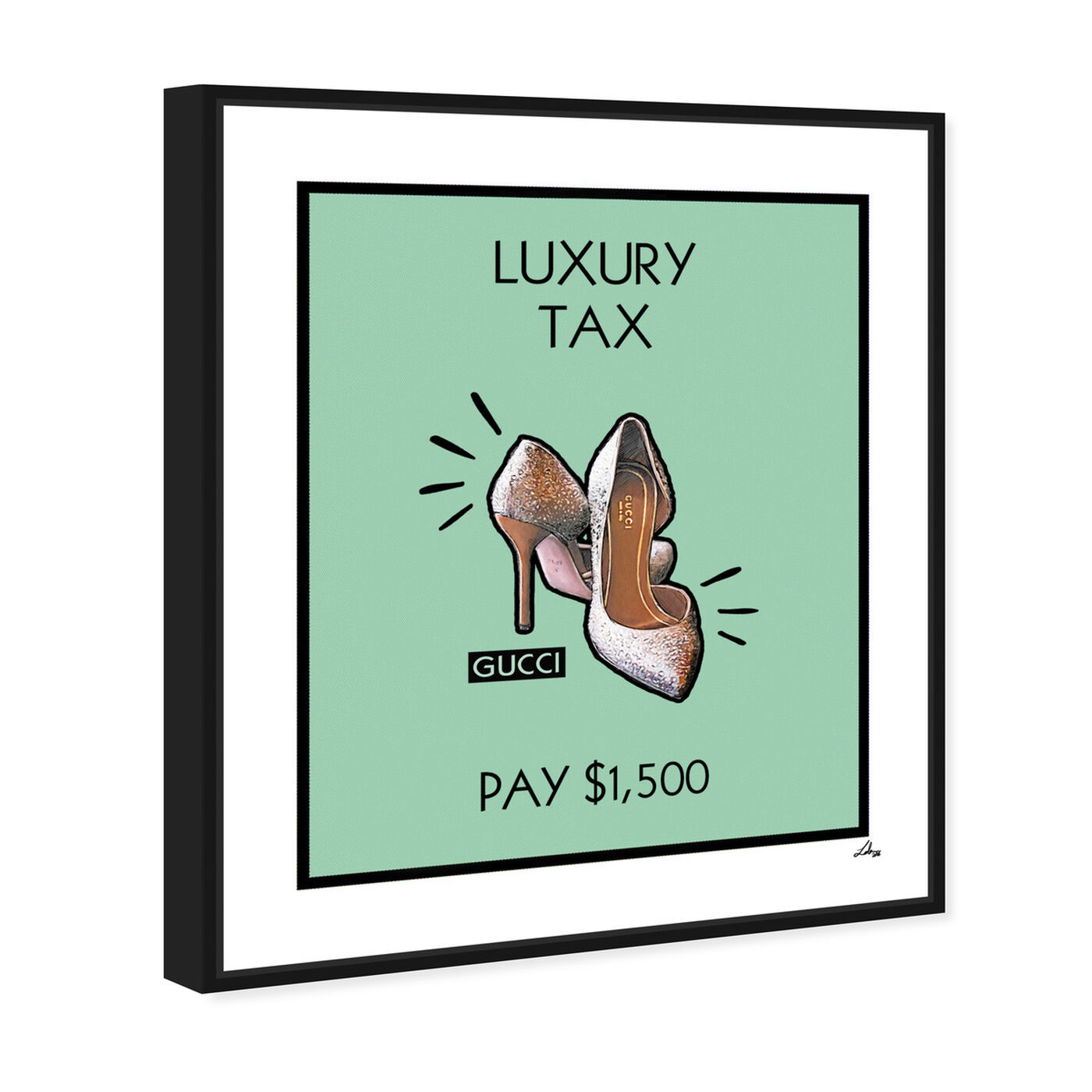Angled view of Luxury Tax Paris featuring fashion and glam and shoes art.