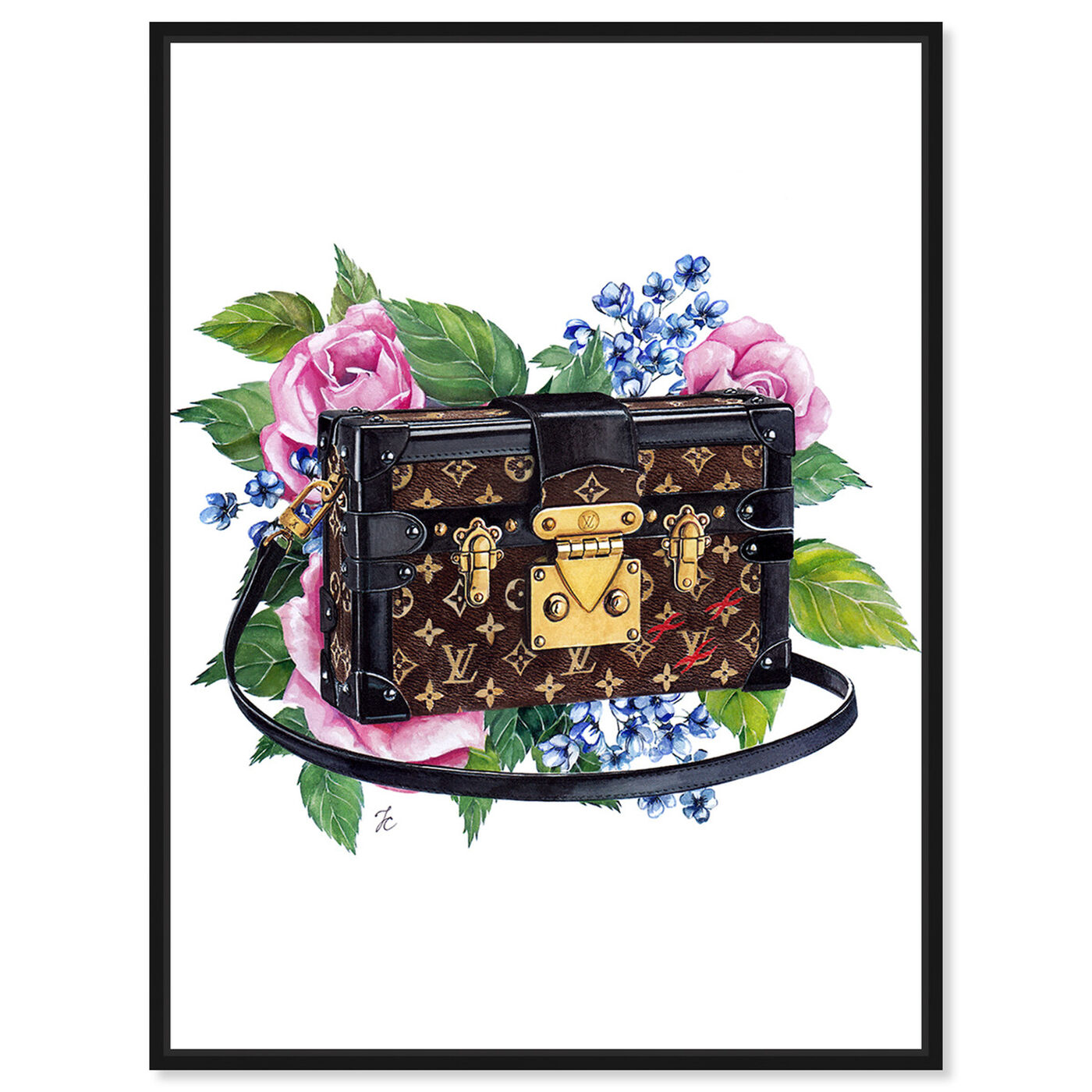 Front view of Doll Memories - Floral Trunk featuring fashion and glam and handbags art.