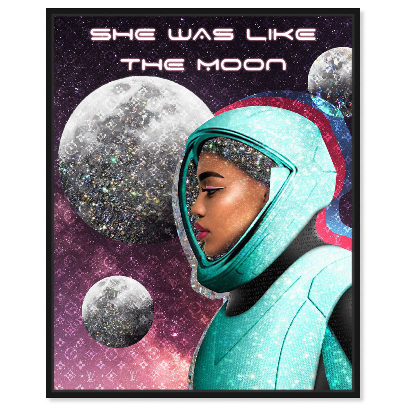 Front view of She was like the Moon featuring astronomy and space and astronaut art.