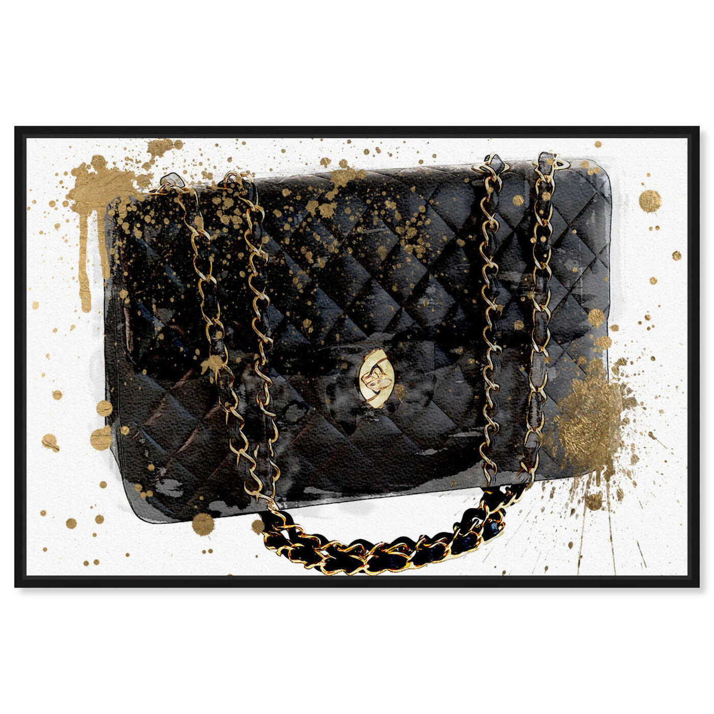 Oliver Gal 'Black Bag' Fashion and Glam Wall Art Canvas Print Handbags - Black, Gold - 30 x 20