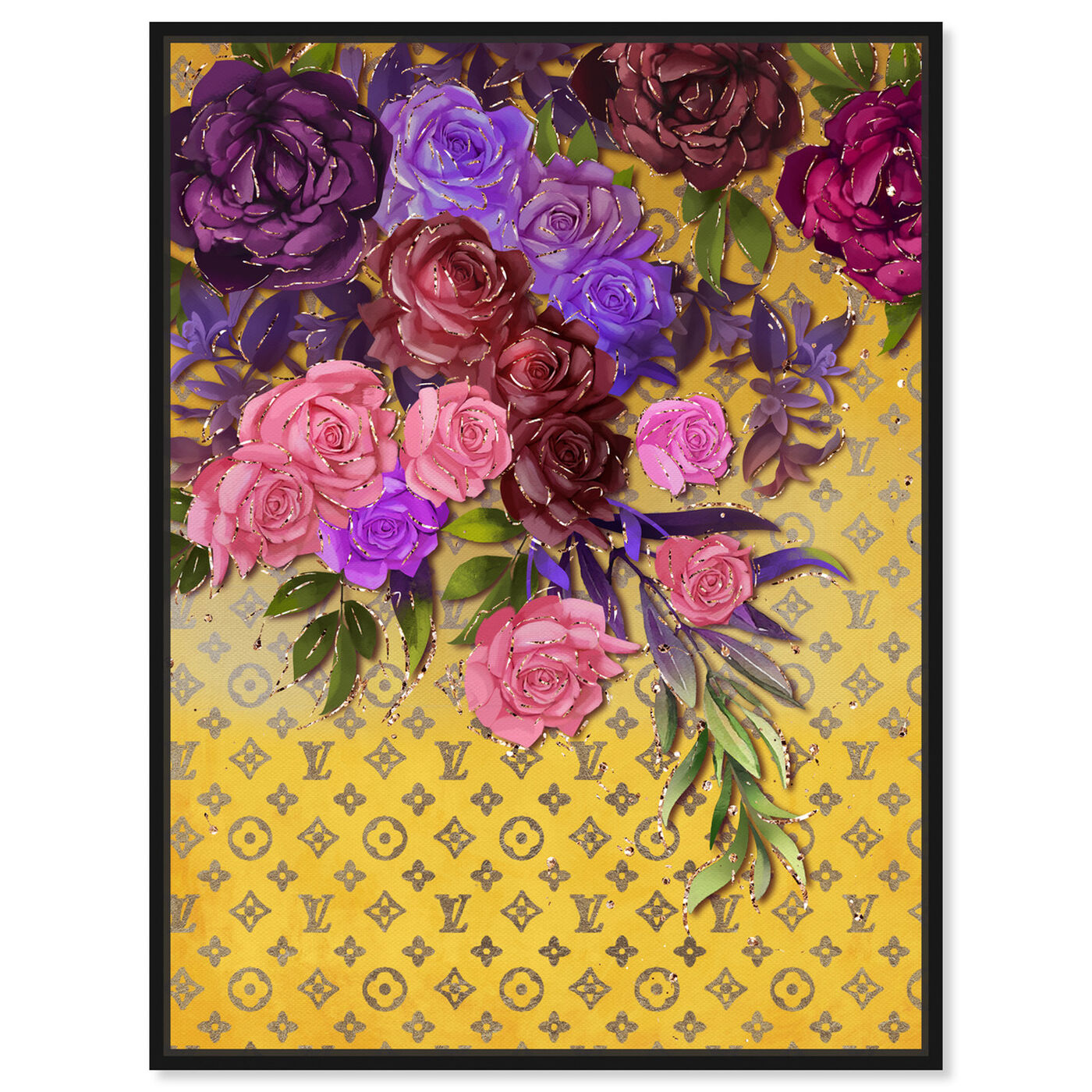 Front view of Roses Fashion Monogram featuring floral and botanical and florals art.