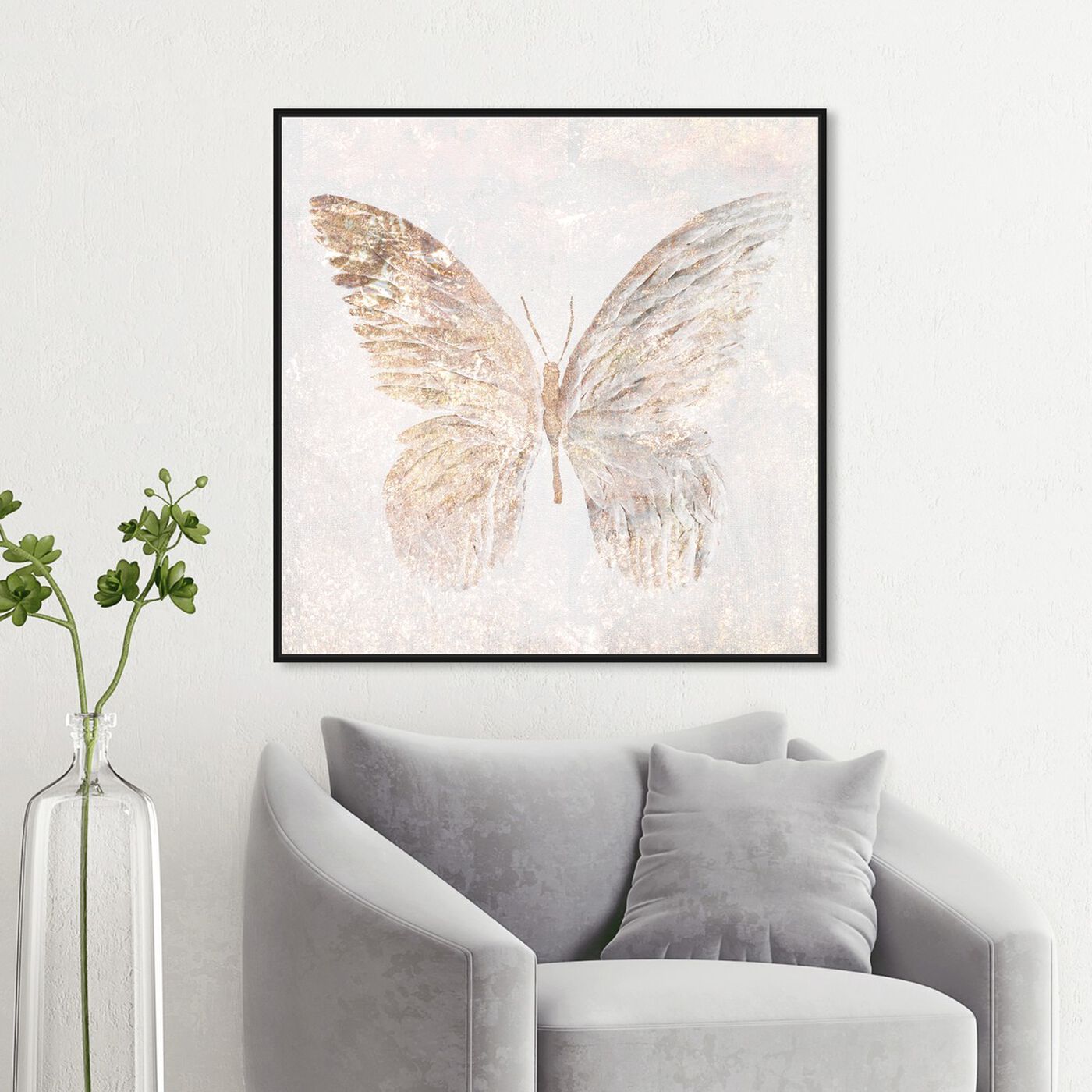 Hanging view of Golden Butterfly Glimmer featuring animals and insects art.