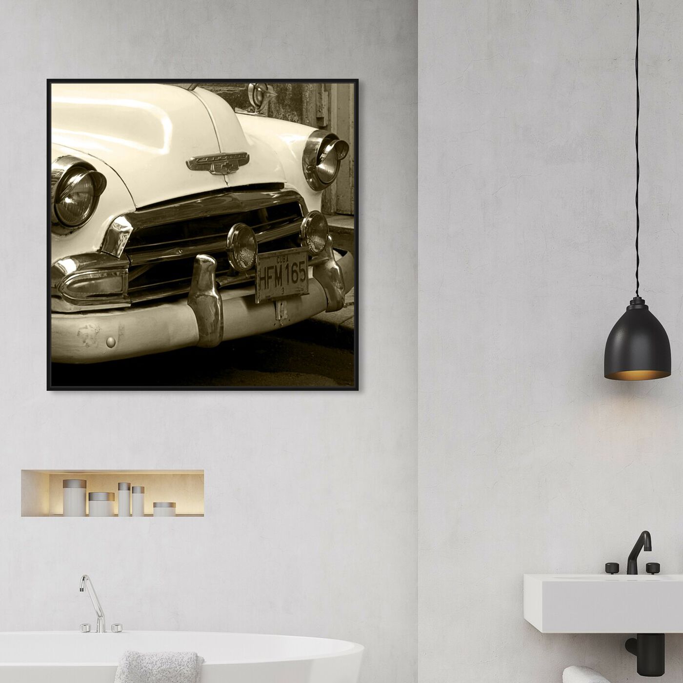 Hanging view of Vintage Macchina II featuring transportation and automobiles art.