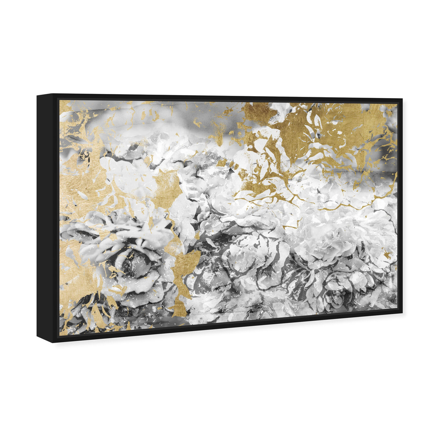 Angled view of Silver and Gold Camellias featuring abstract and flowers art.