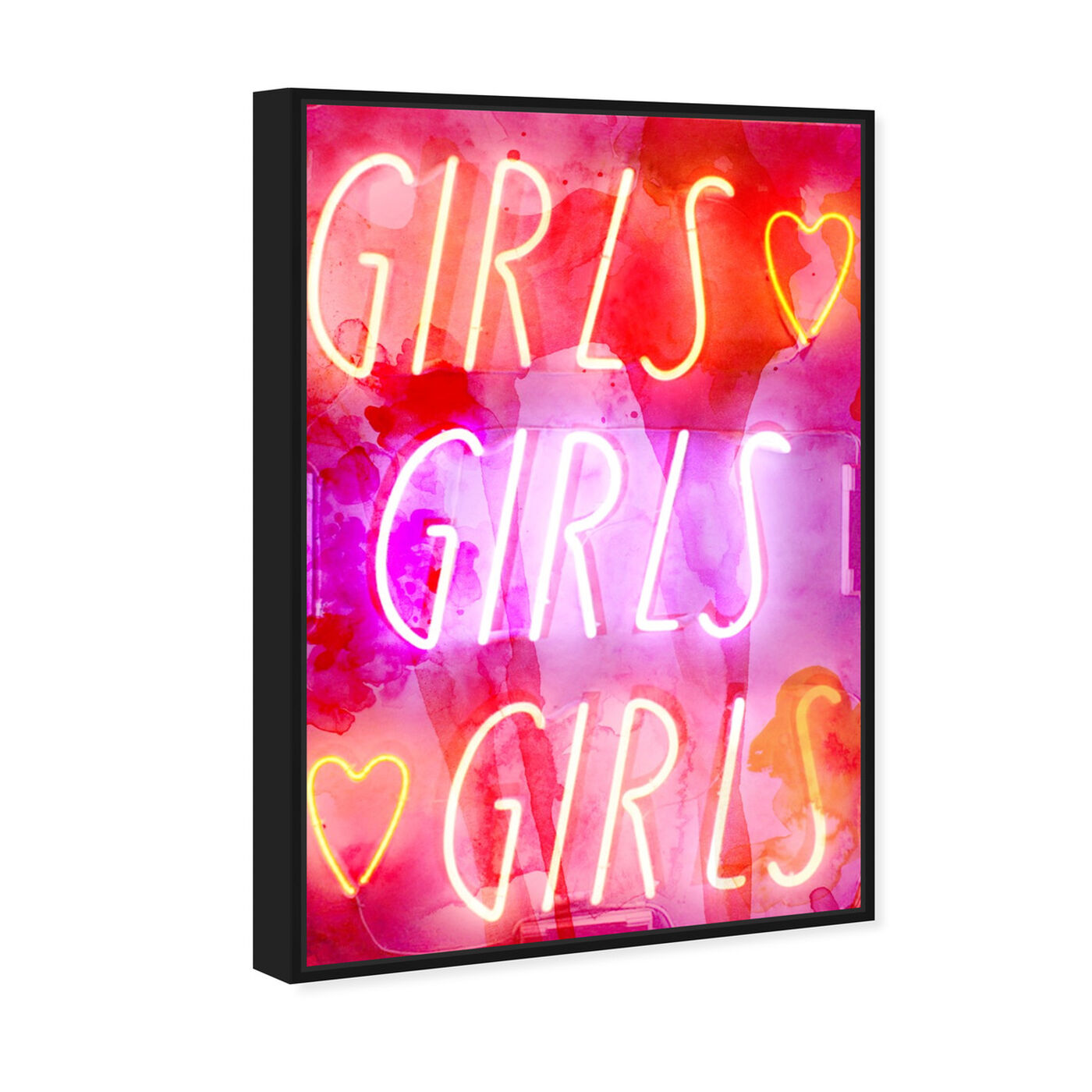 Angled view of Girls Girls Girls featuring typography and quotes and quotes and sayings art.