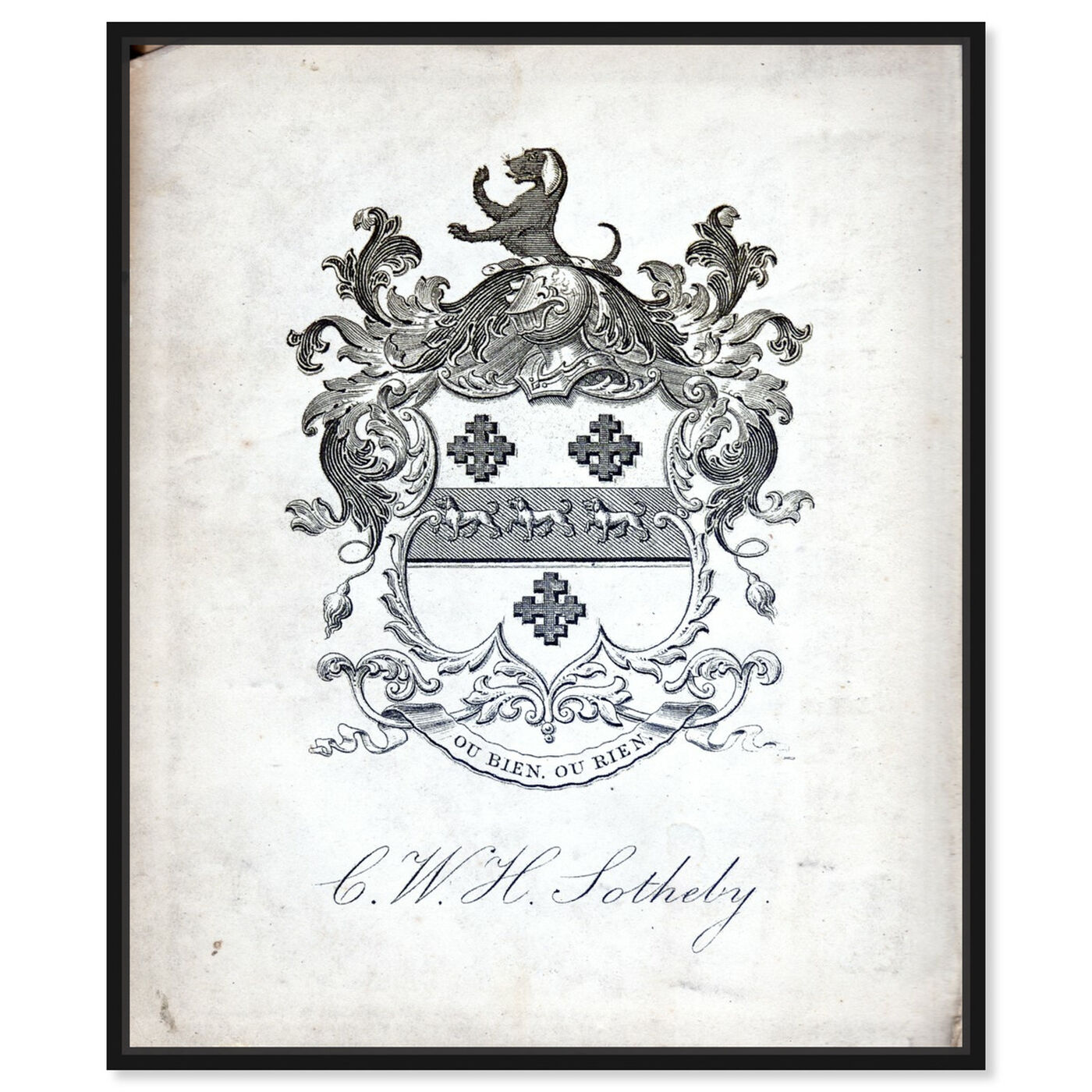 Front view of Armorial Engravings V featuring symbols and objects and calligraphy art.