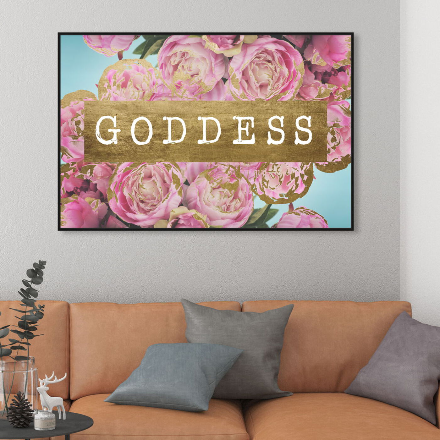 Hanging view of Goddess Florals Gold featuring typography and quotes and beauty quotes and sayings art.