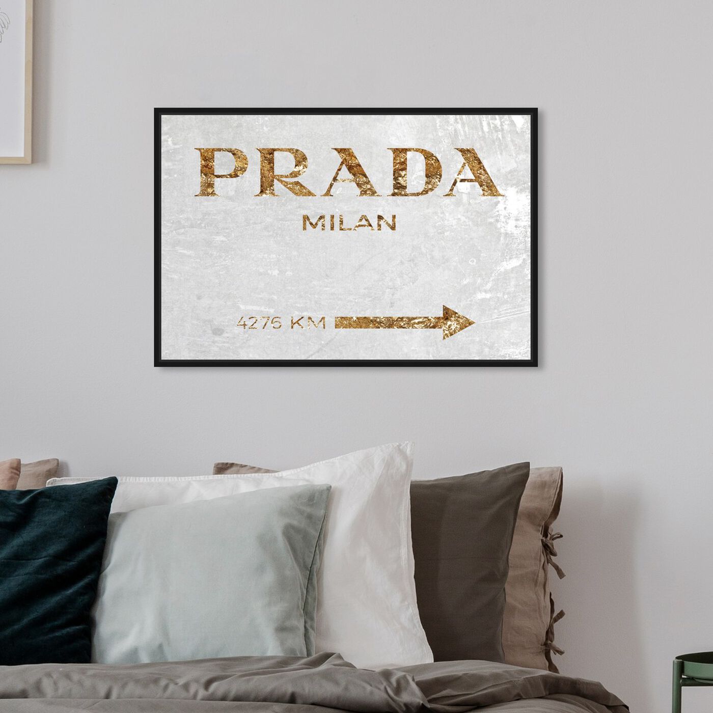 Hanging view of Milan Gold White Velvet featuring fashion and glam and road signs art.