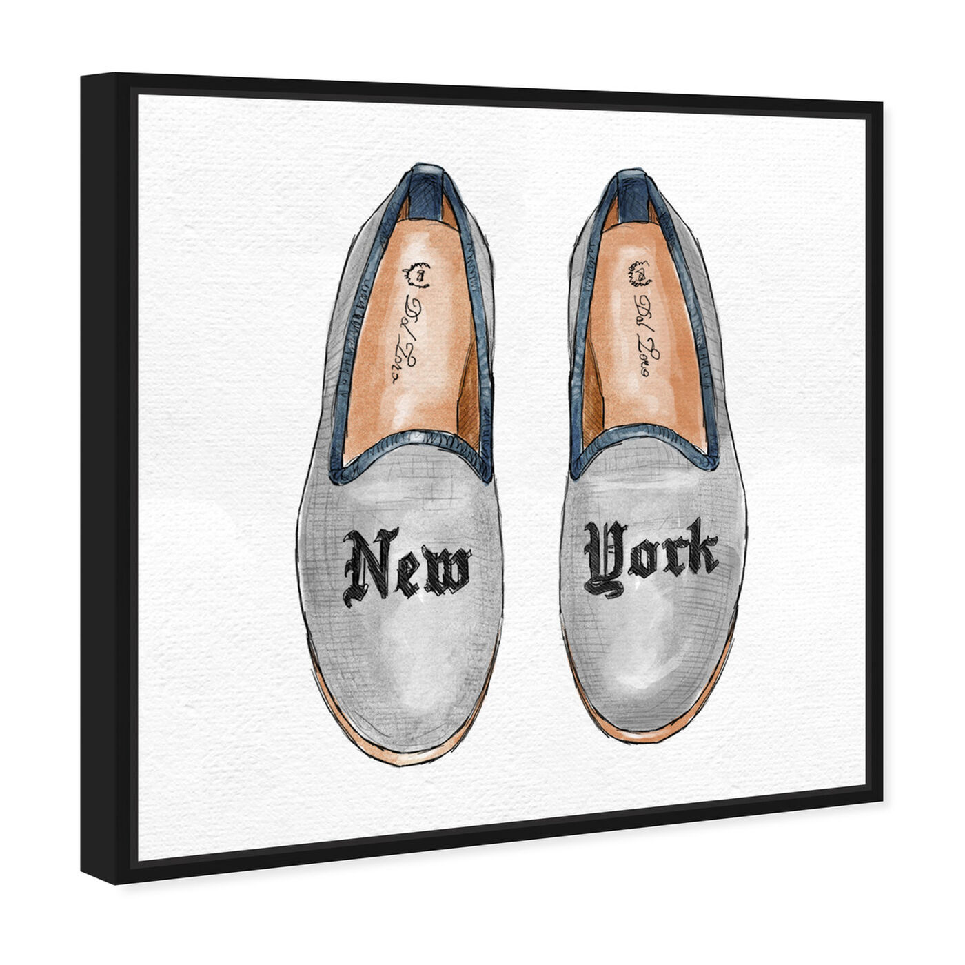 Angled view of New York Slippers featuring fashion and glam and shoes art.