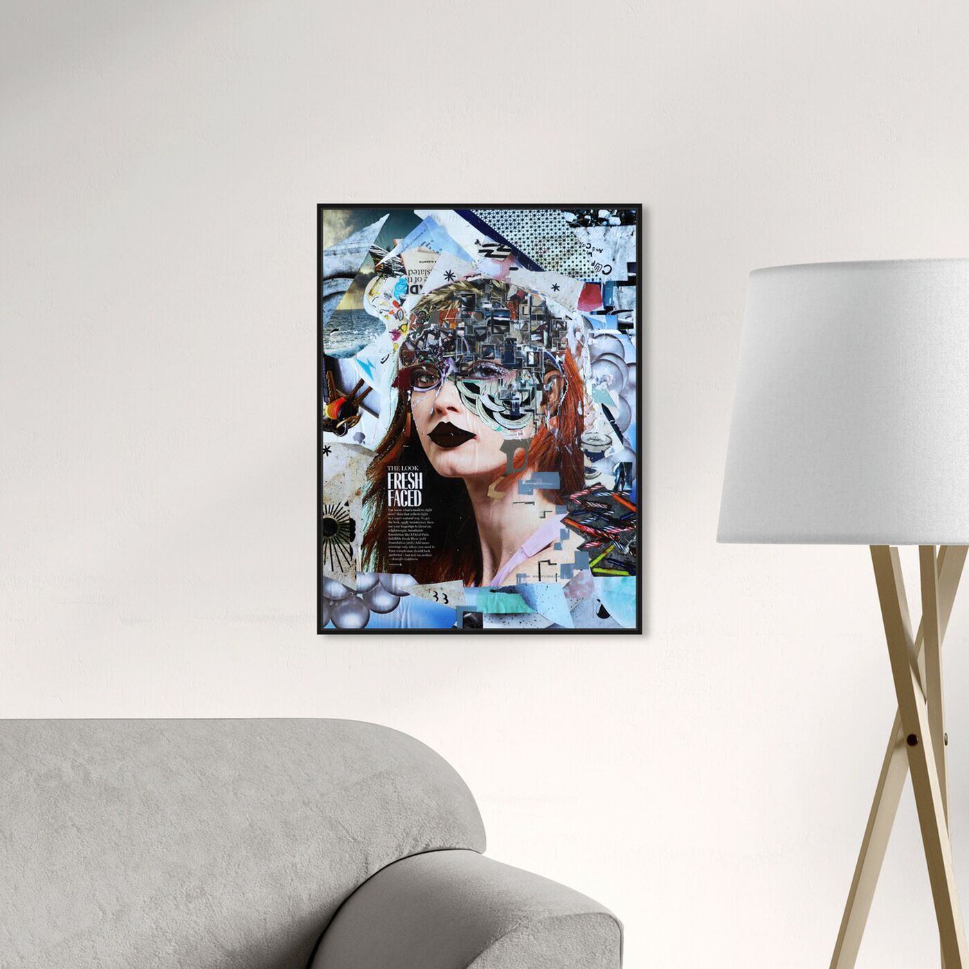 Hanging view of Katy Hirschfeld - Fresh Sky Blues featuring fashion and glam and portraits art.