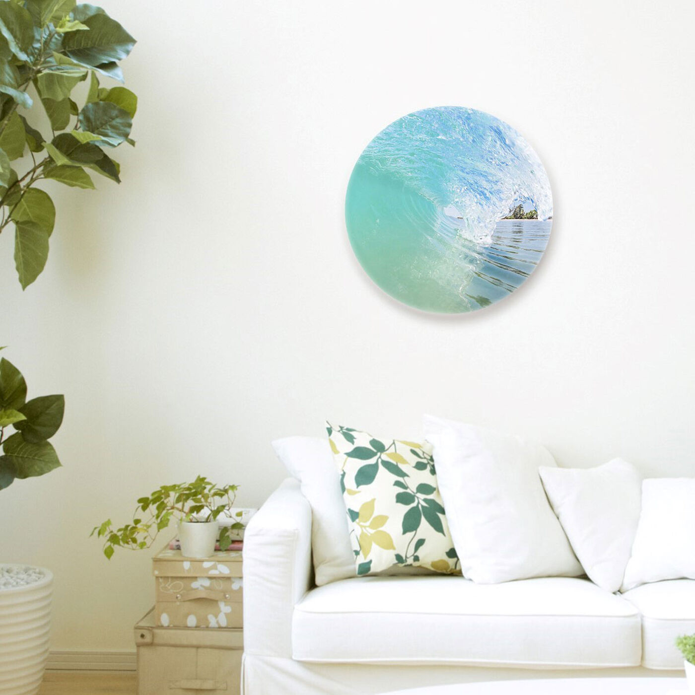 Hanging view of Breaking Wave Light Circle by David Fleetham featuring nautical and coastal and coastal landscapes art.