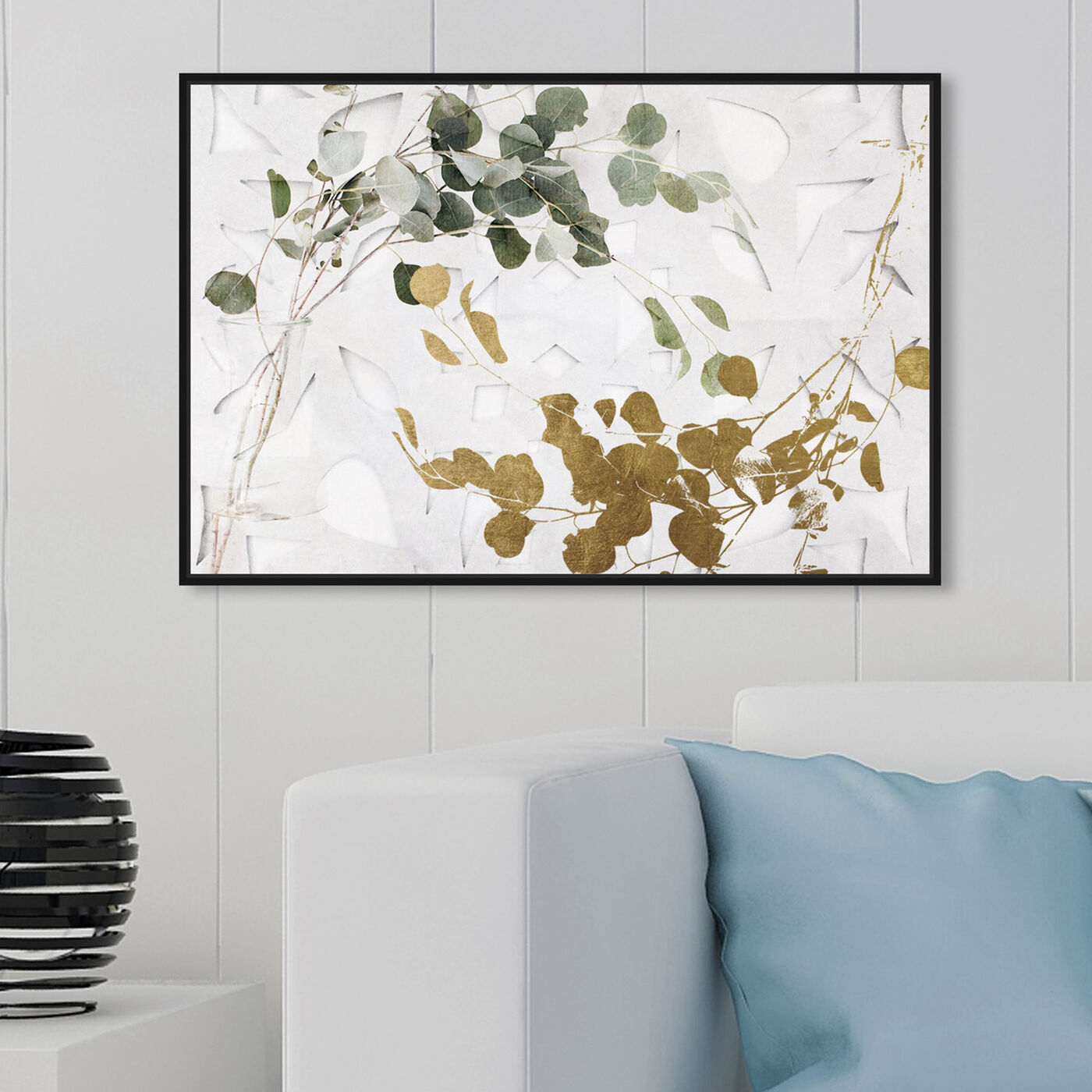 Hanging view of Golden Leaves featuring floral and botanical and botanicals art.
