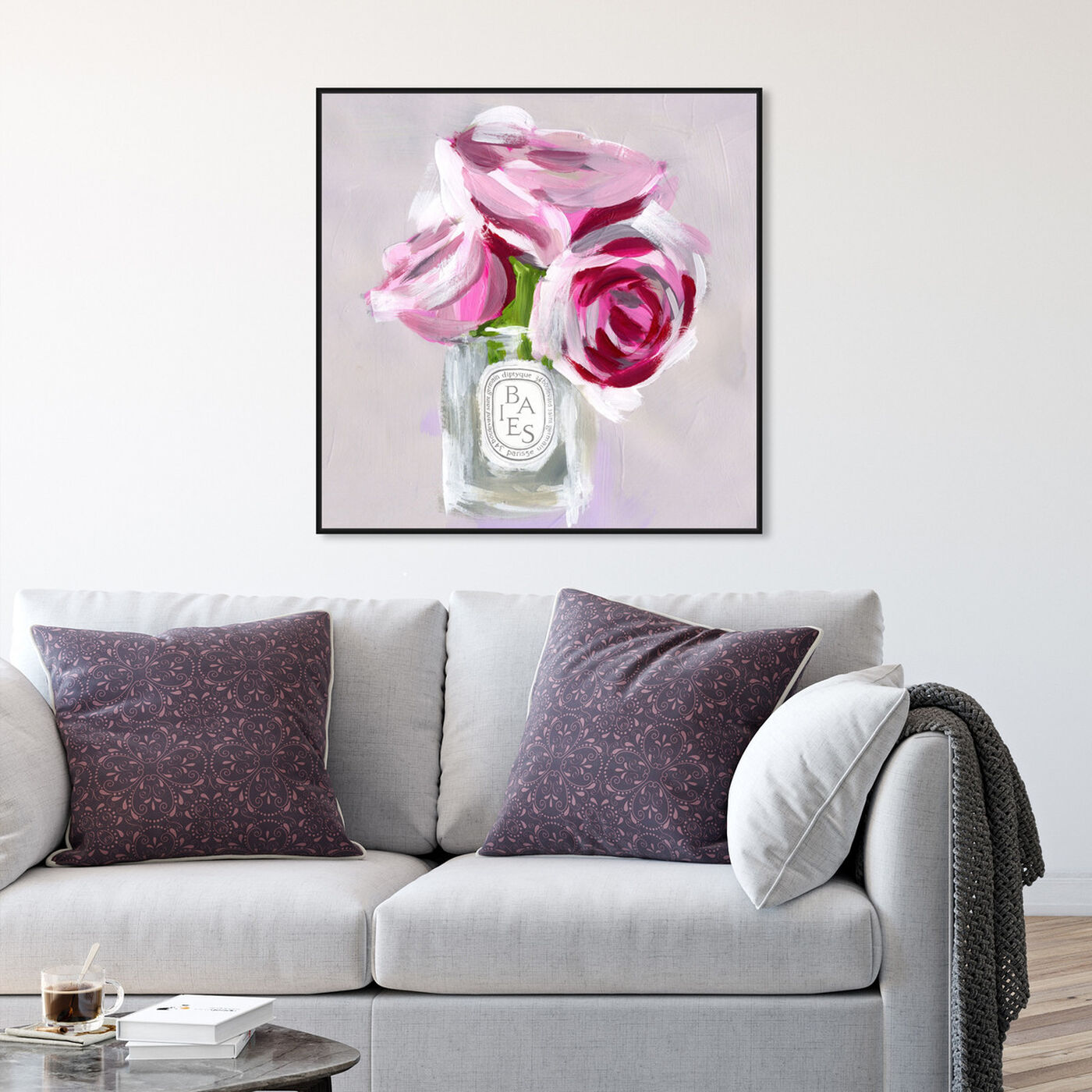 Hanging view of Rose Candle featuring floral and botanical and florals art.