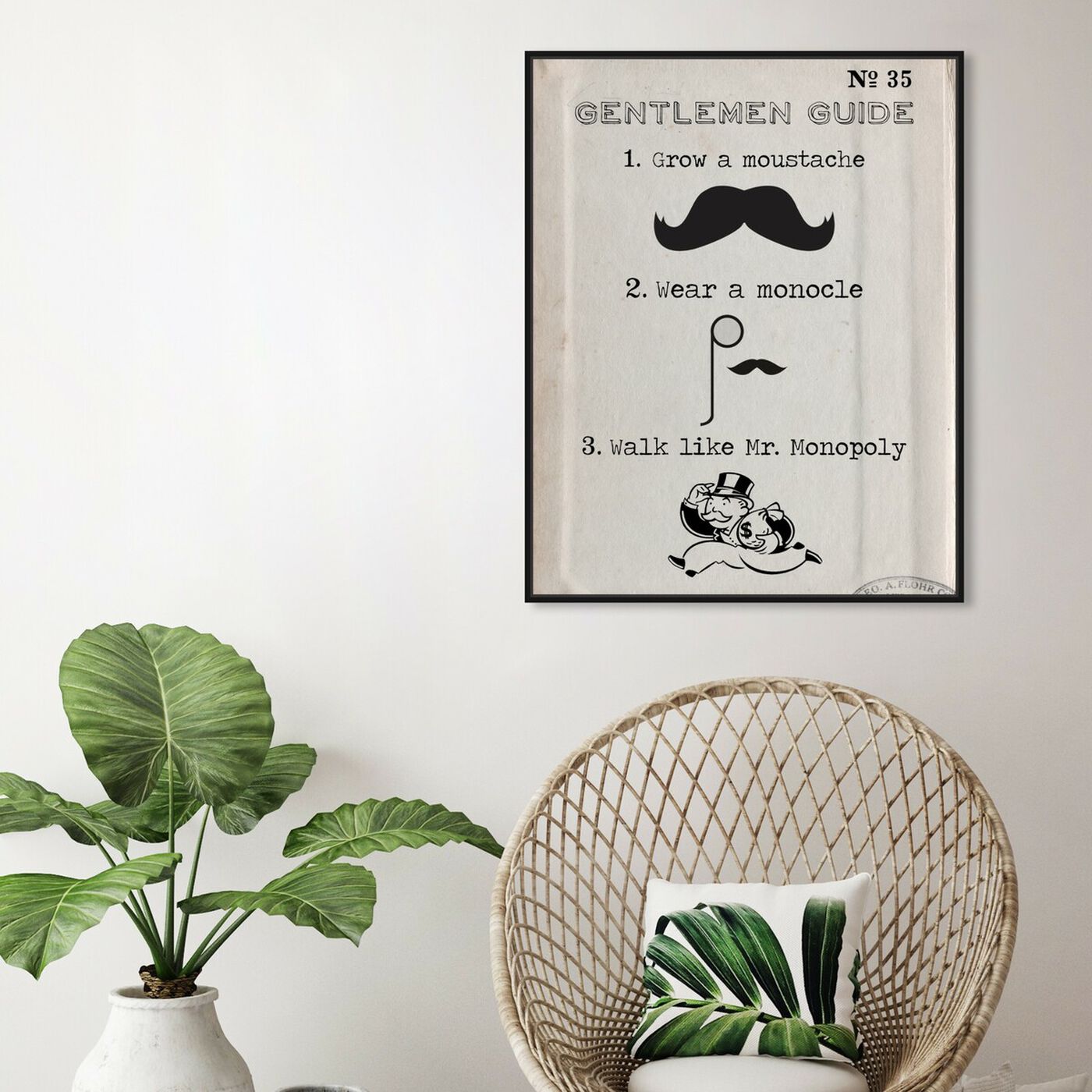 Hanging view of Gentlemen Guide featuring typography and quotes and funny quotes and sayings art.