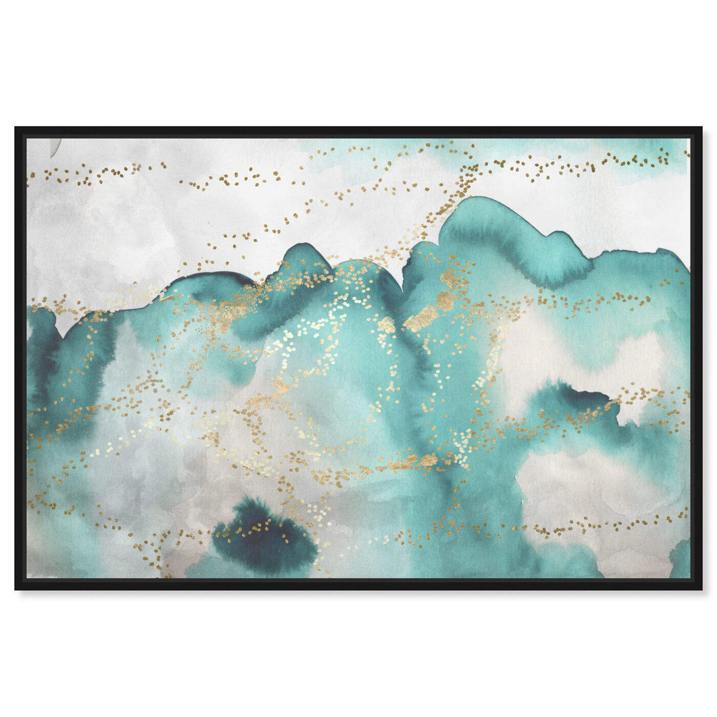 Front view of Aqua Lovers Waltz featuring abstract and watercolor art.