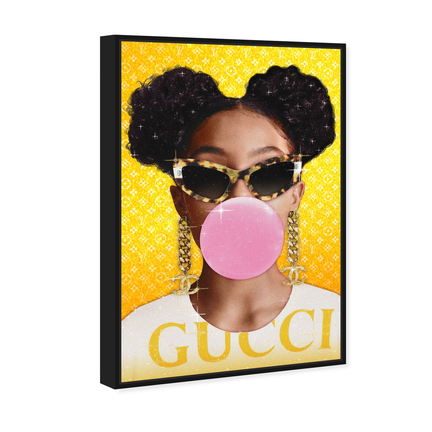 Angled view of Haute Pineapple Bubblegum featuring fashion and glam and portraits art.