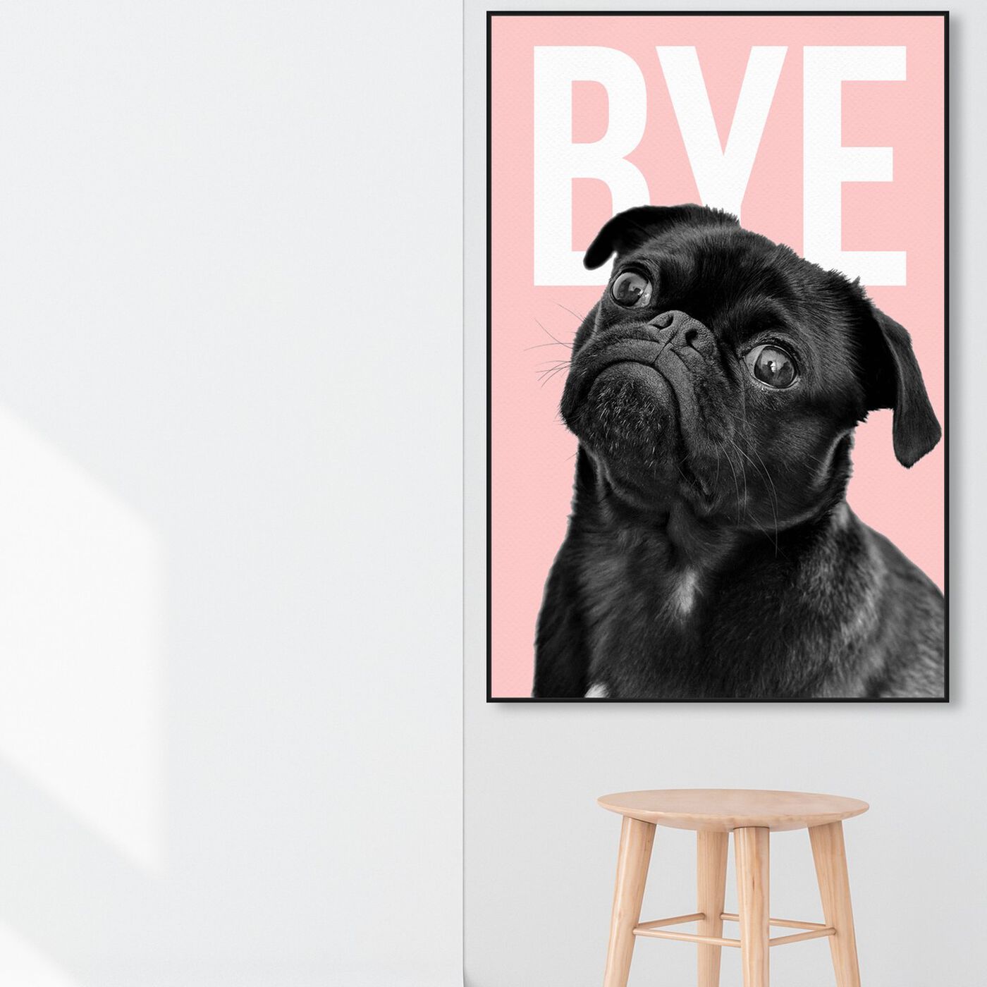 Hanging view of Bye Dog featuring animals and dogs and puppies art.