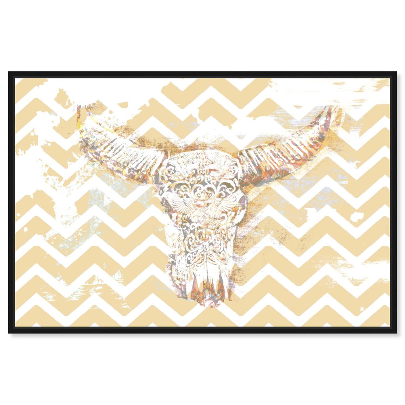 Front view of Chevron Skull featuring animals and farm animals art.