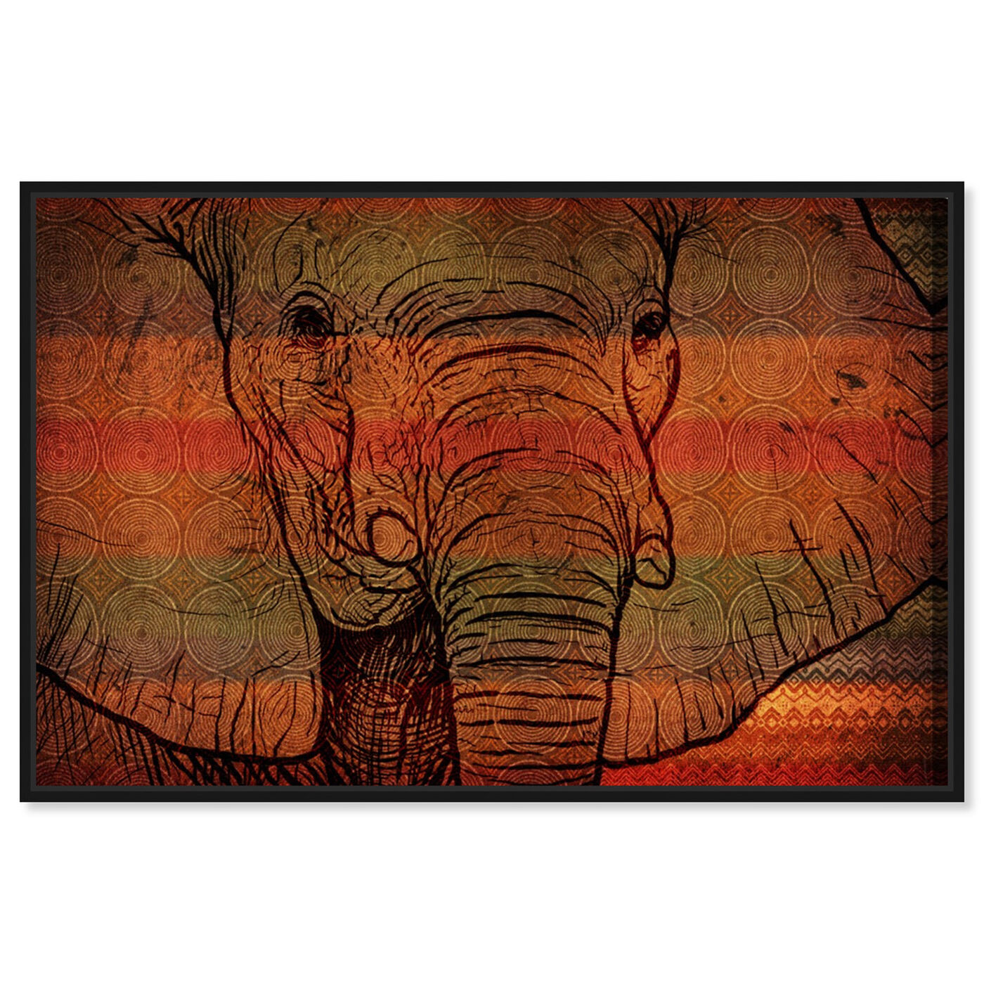 Front view of The Desert Elephant of Mali featuring animals and zoo and wild animals art.