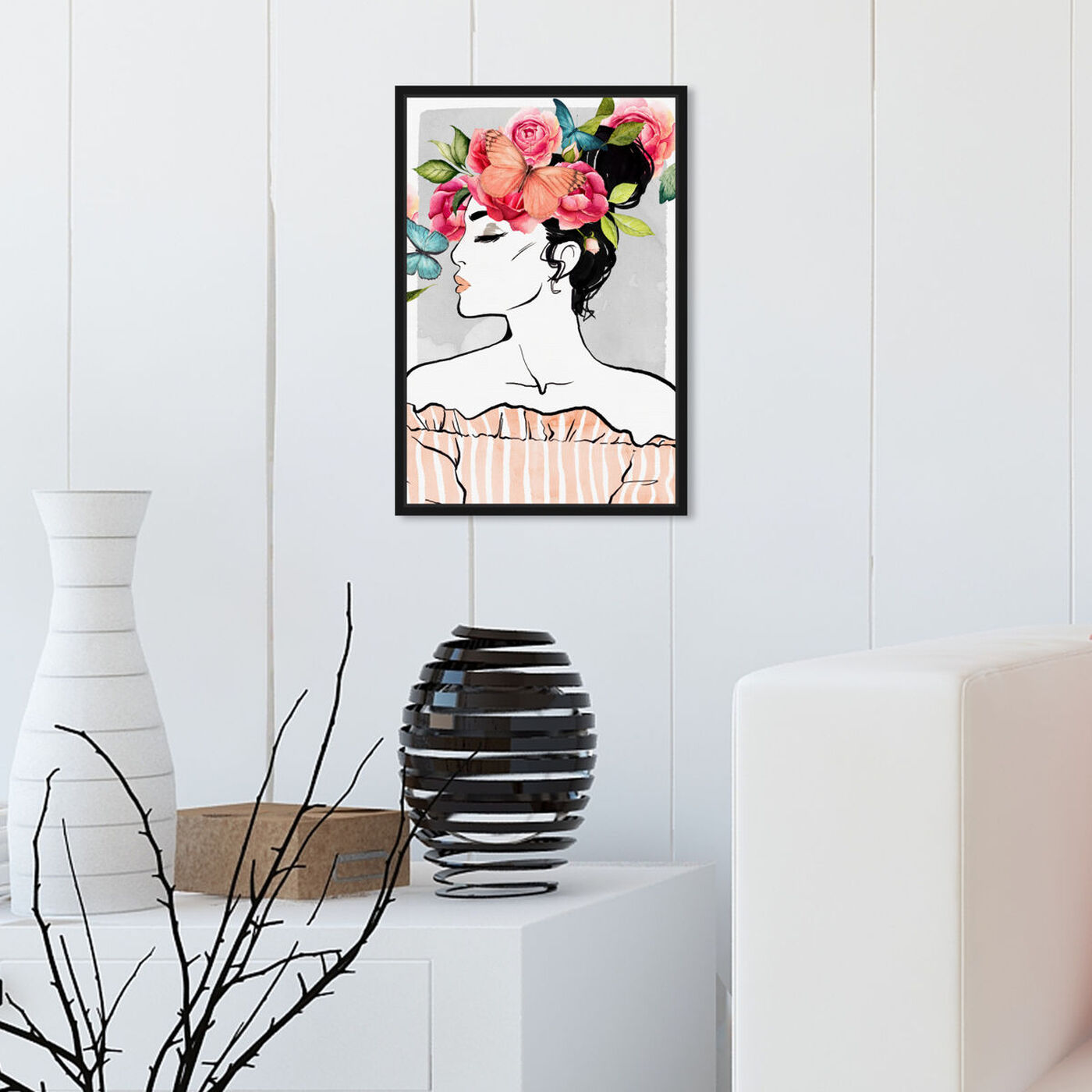 Hanging view of Bye Bye Butterfly featuring fashion and glam and portraits art.