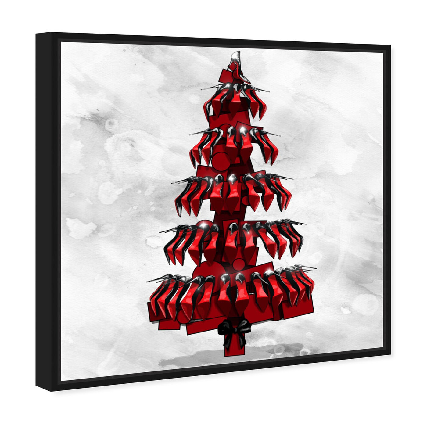 Angled view of Shoe Tree Black featuring holiday and seasonal and holidays art.