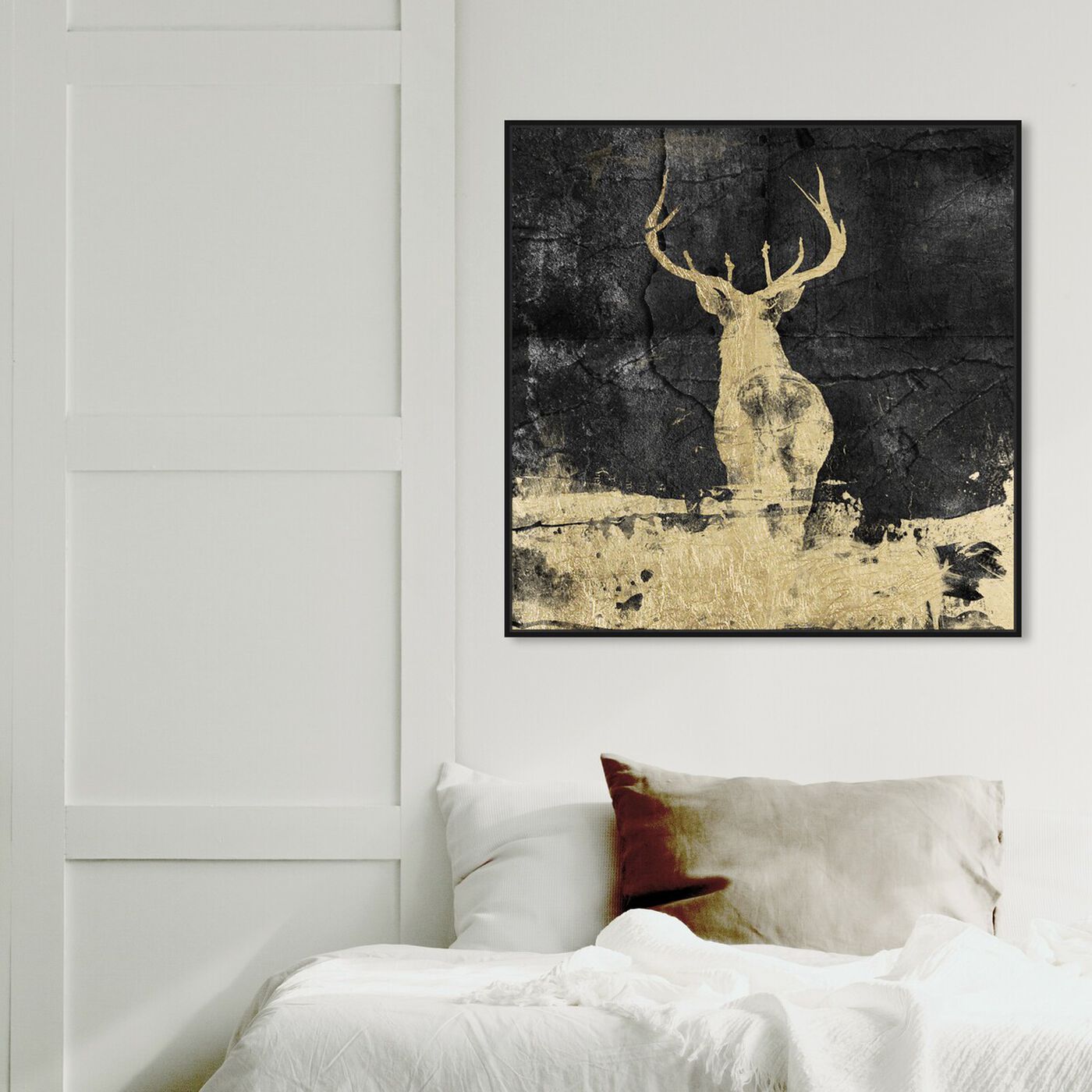 Hanging view of Gold Stag II featuring animals and zoo and wild animals art.
