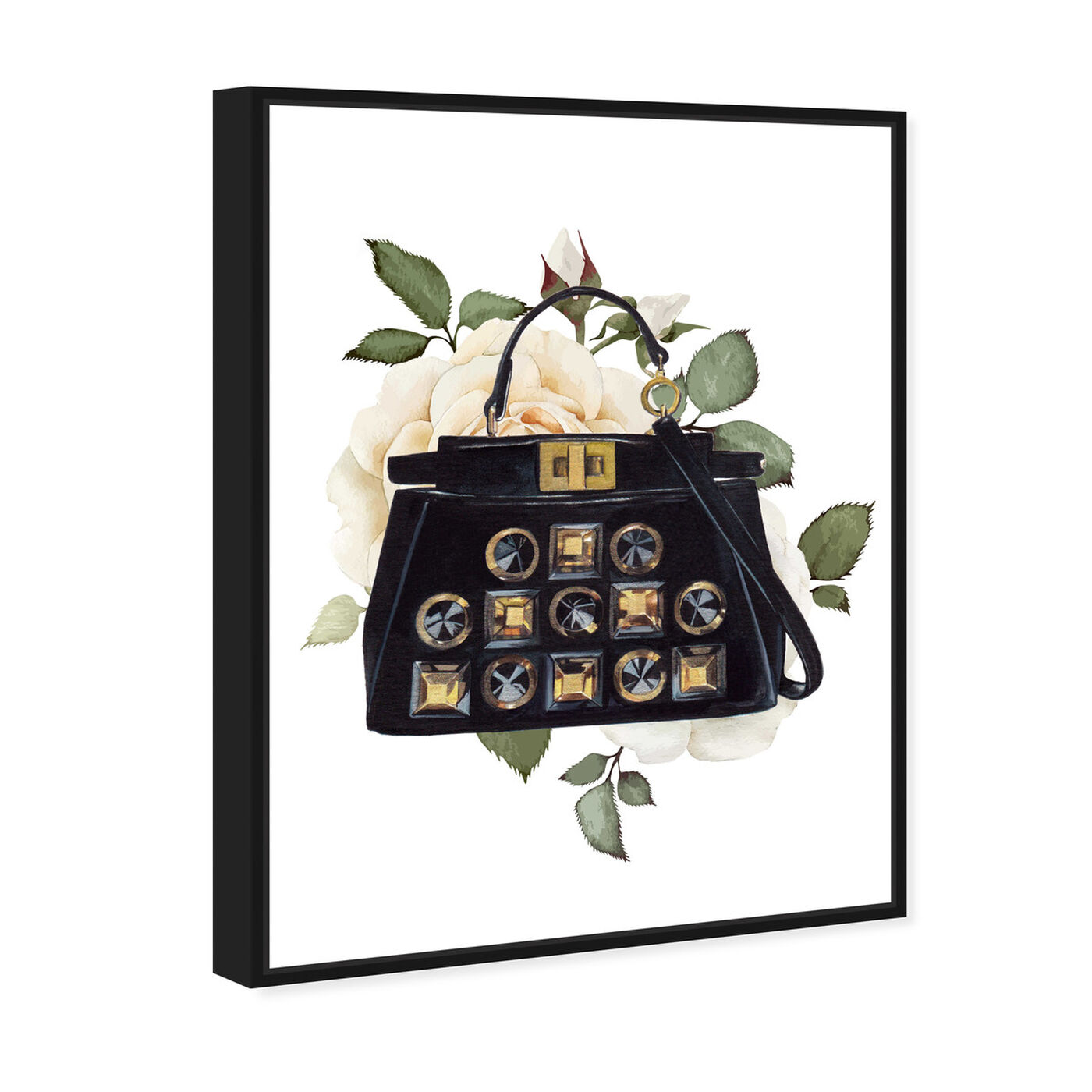 Angled view of Doll Memories - Woman's Vintage Bag featuring fashion and glam and handbags art.