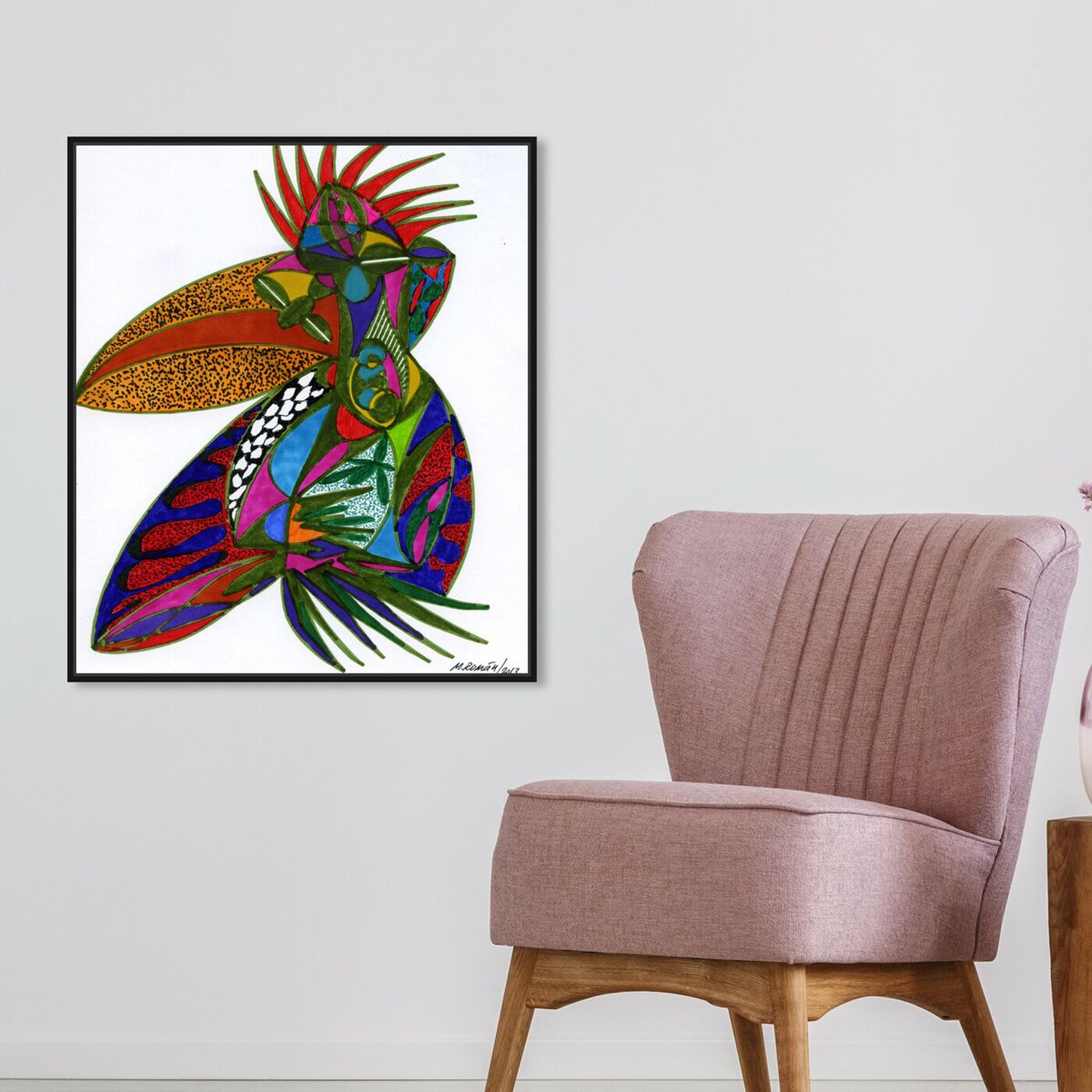 Hanging view of Toucan featuring abstract and shapes art.