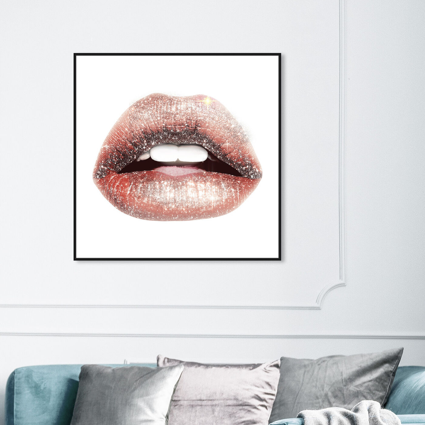 Hanging view of Lips and Rhinestones III featuring fashion and glam and lips art.