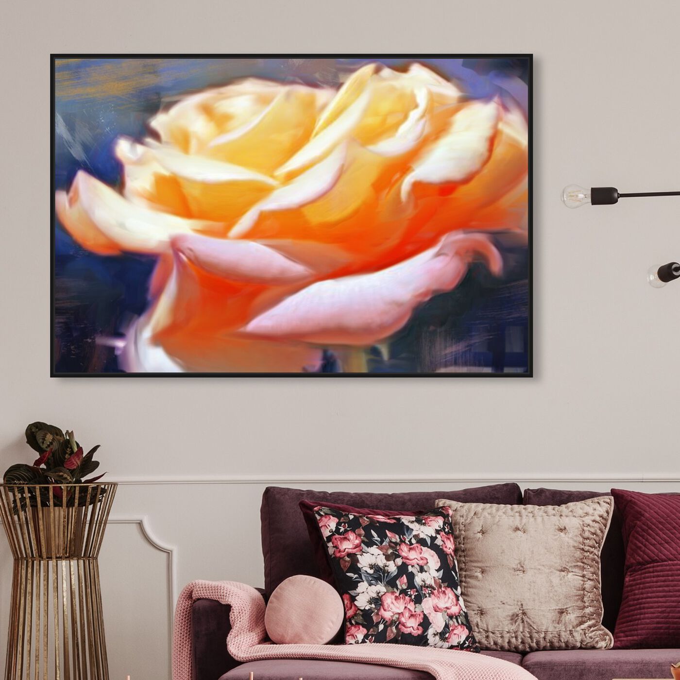 Hanging view of Blush Rose featuring floral and botanical and florals art.