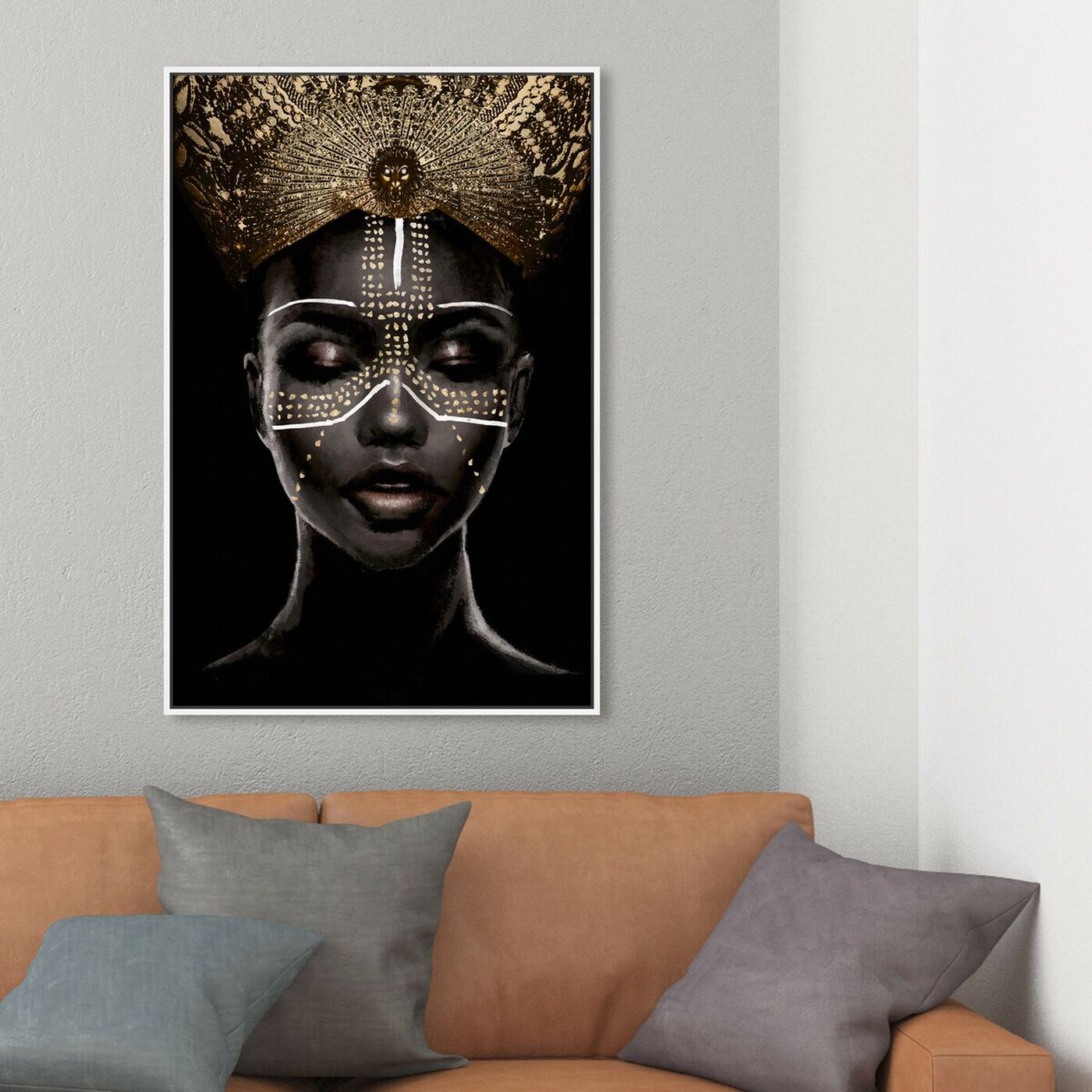Hanging view of Queenly Reign of Gold II featuring fashion and glam and portraits art.