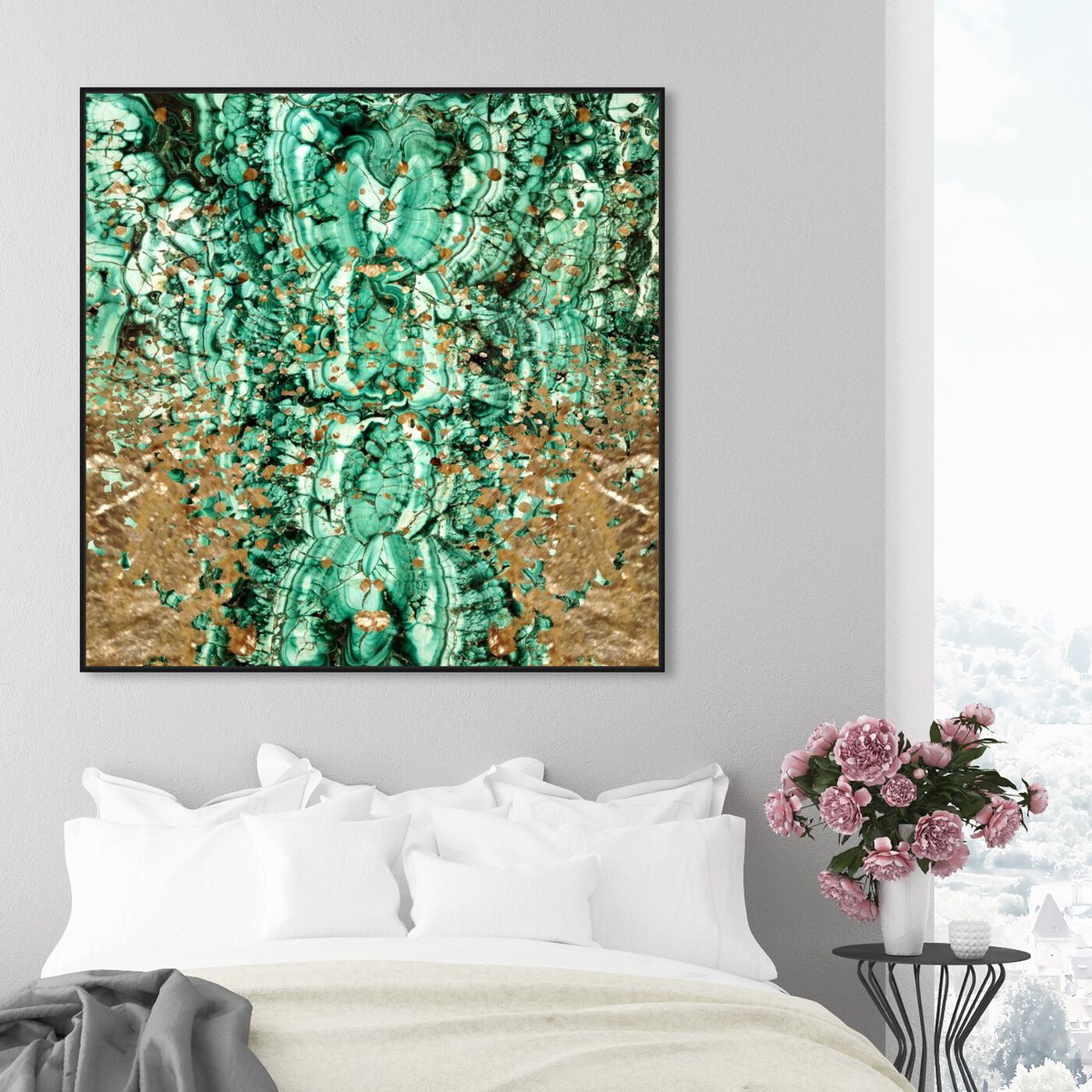 Hanging view of Emerald Sparkle featuring abstract and crystals art.