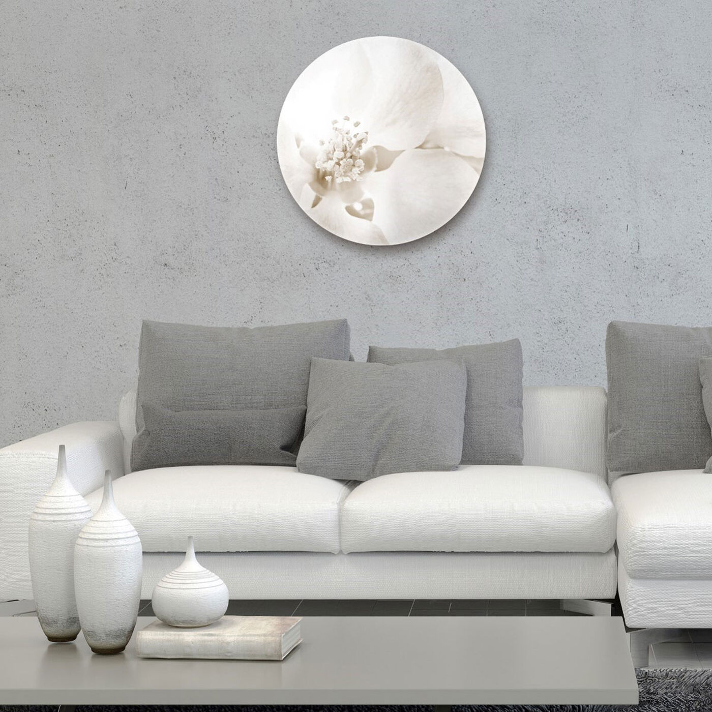 Hanging view of Orchid Love Round featuring floral and botanical and florals art.