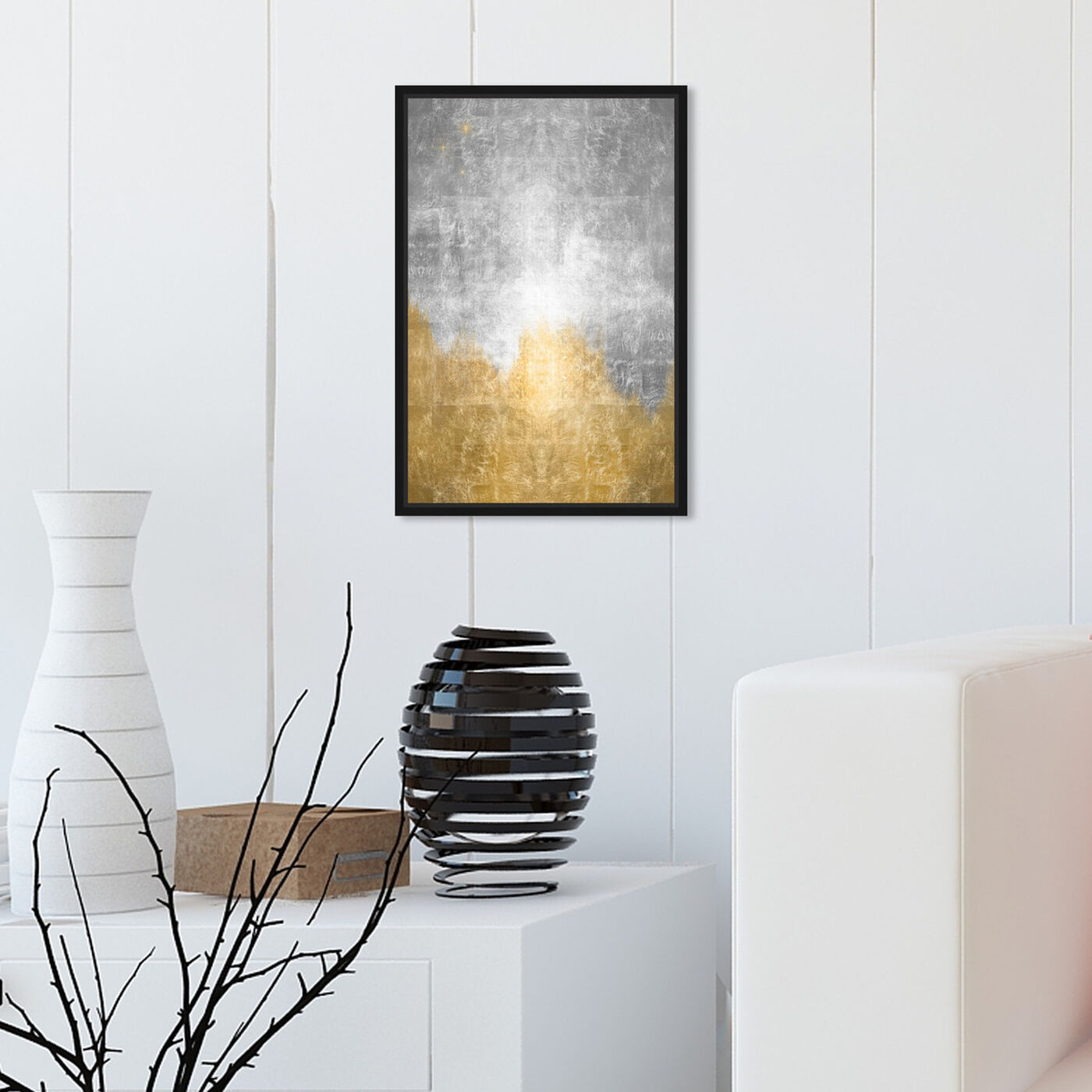 Hanging view of Starry Night Silver featuring abstract and paint art.
