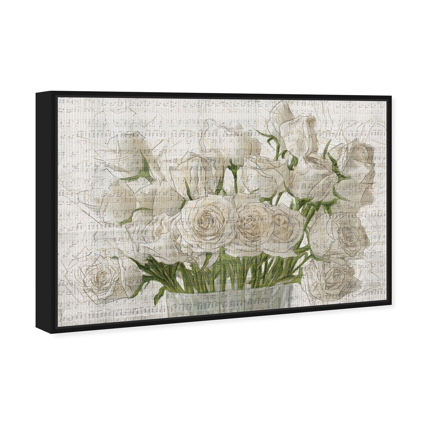 Angled view of White Rose Love featuring floral and botanical and florals art.