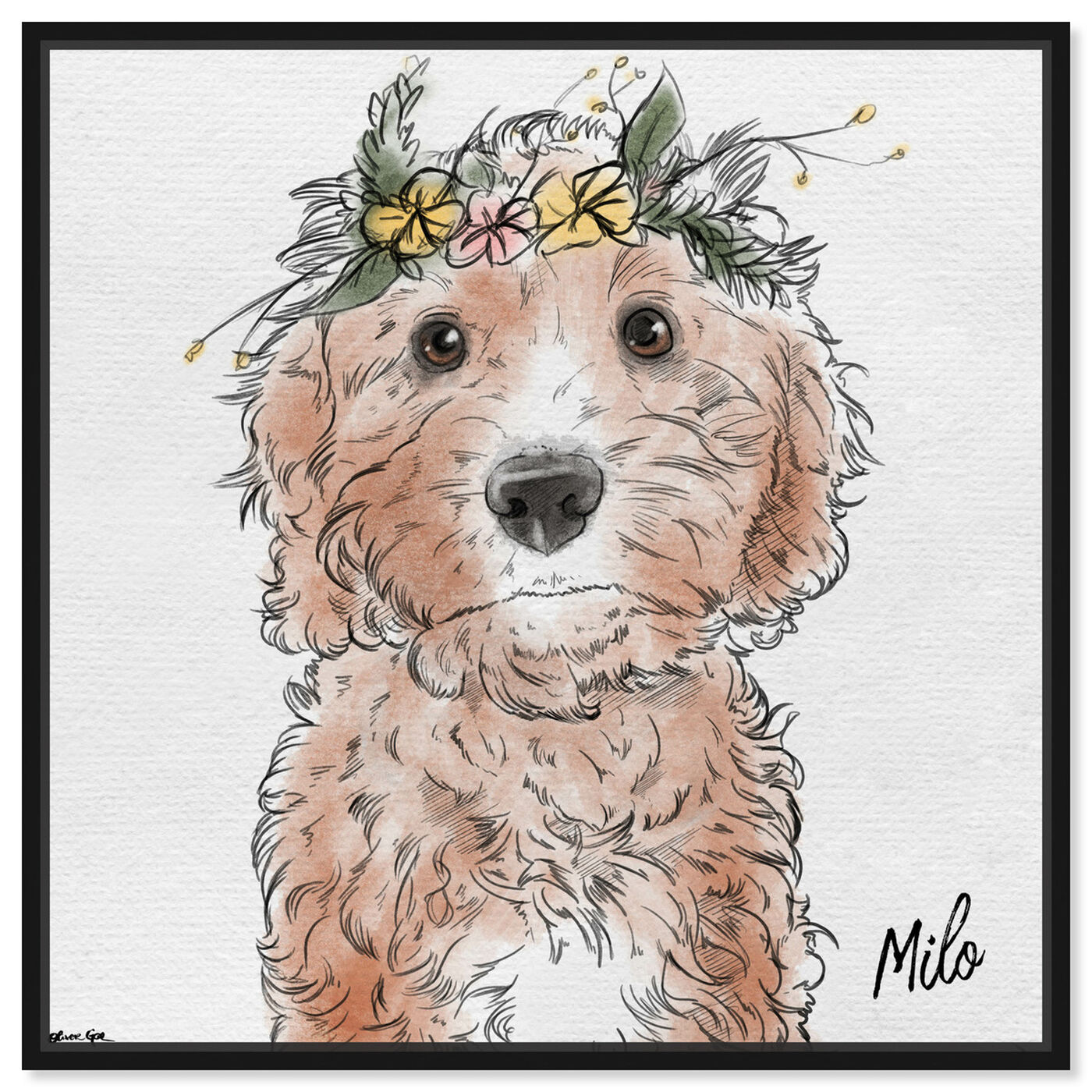 Front view of Flower Crown Pet featuring animals and dogs and puppies art.