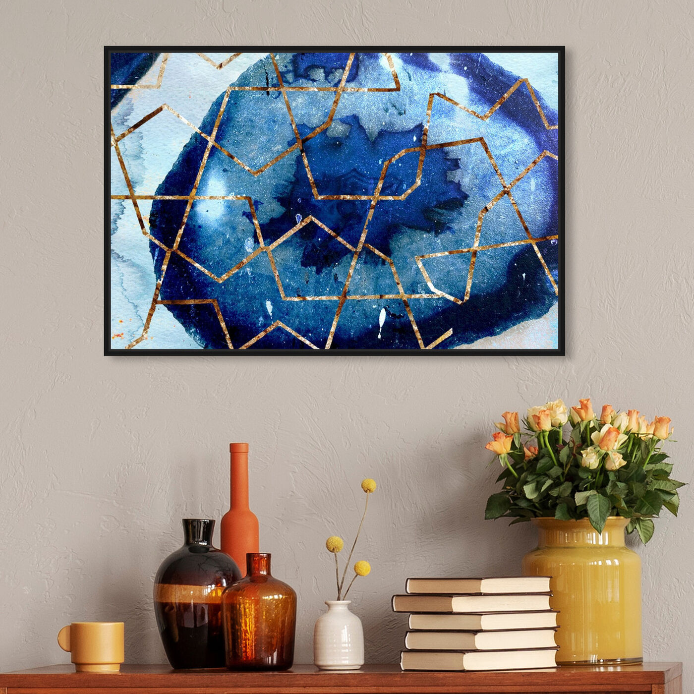Hanging view of Raw Earth Blue featuring abstract and paint art.