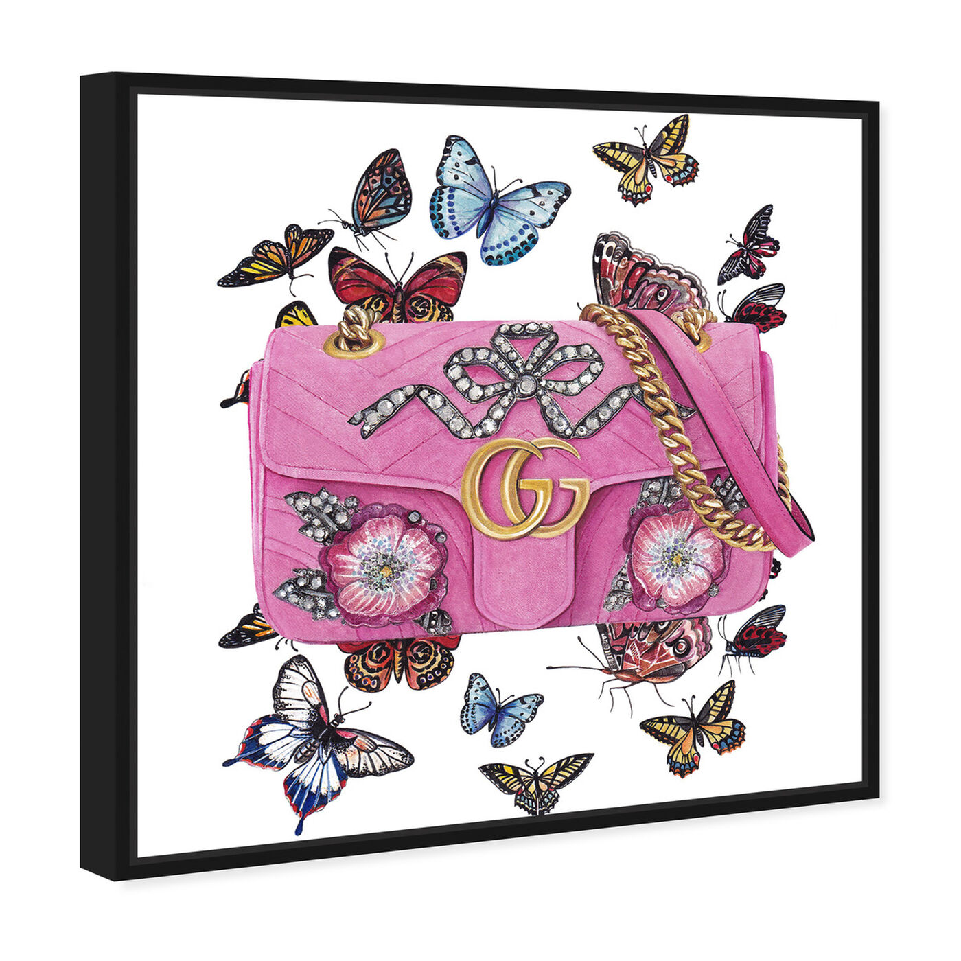 Angled view of Doll Memories - Butterfly Bag featuring fashion and glam and handbags art.