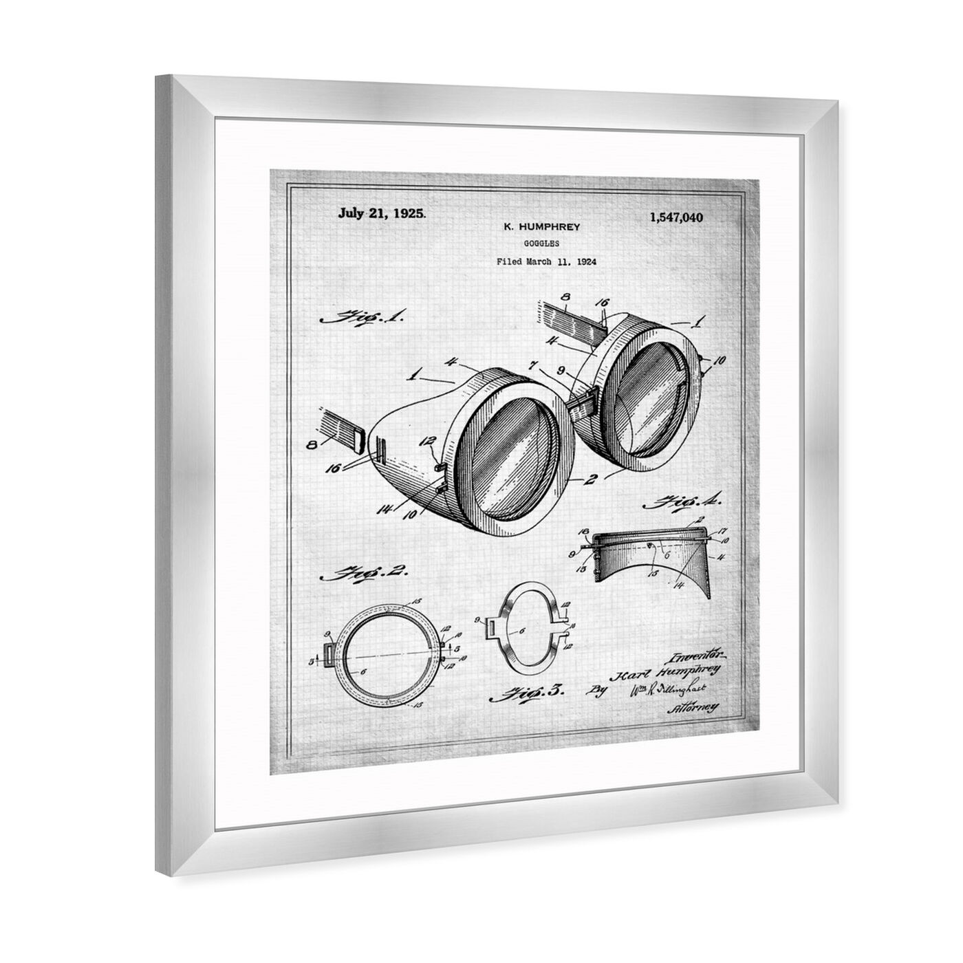 Angled view of Goggles 1925 featuring nautical and coastal and nautical terms art.